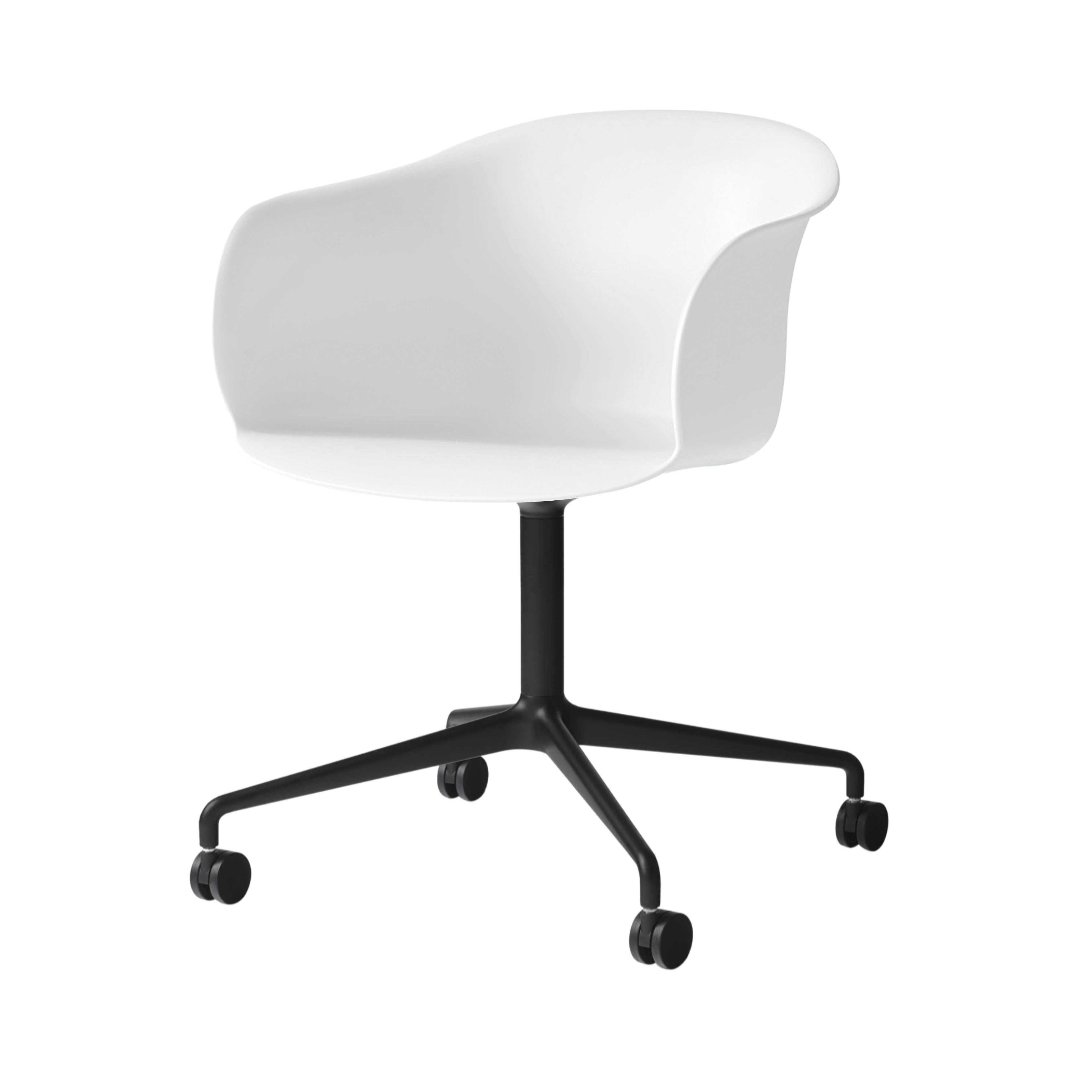 Elefy Chair JH36: Swivel Base + Castors + White + Black