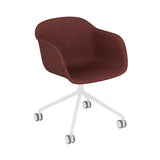 Fiber Armchair: Swivel Base with Castors + Recycled Shell + Upholstered + White