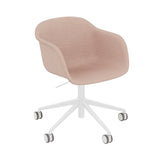 Fiber Armchair: Swivel Base with Castors & Gaslift + Recycled Shell + Upholstered + White