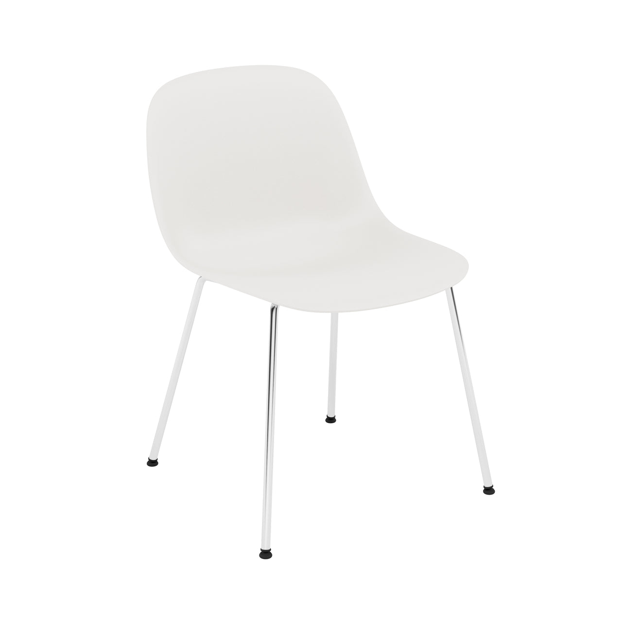 Fiber Side Chair: Tube Base + Recycled Shell + Chrome + Natural White