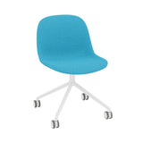 Fiber Side Chair: Swivel Base with Castors + Recycled Shell + Upholstered + White