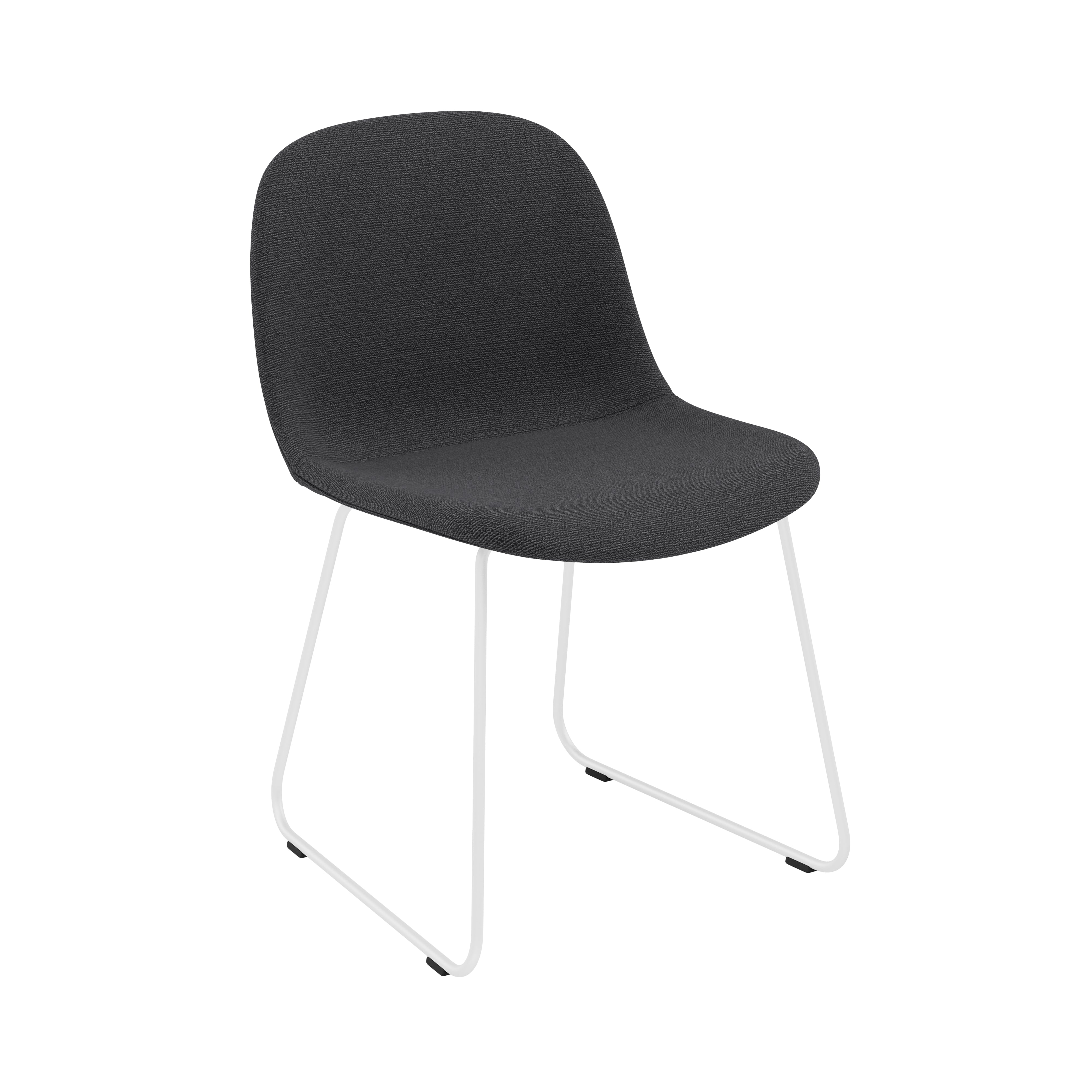 Fiber Side Chair Sled Base: Upholstered + Recycled Shell + White