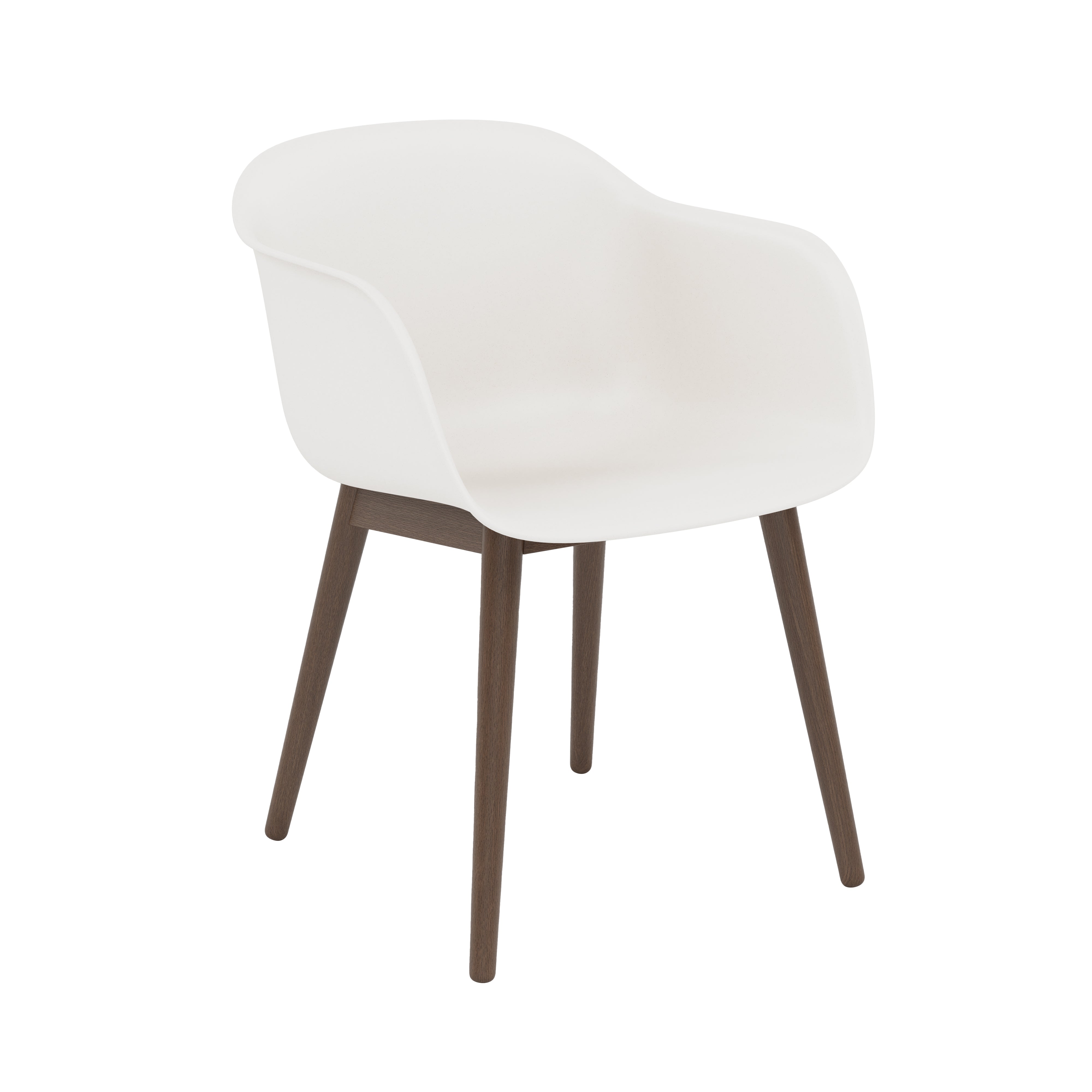 Fiber Armchair: Wood Base + Recycled Shell + Natural White + Stained Dark Brown