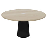 Container Round Table: Large + Cable Feed + White Wash Stained with Hole + Black