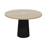 Container Round Table: Medium + Cable Feed + White Wash Stained with Hole + Black