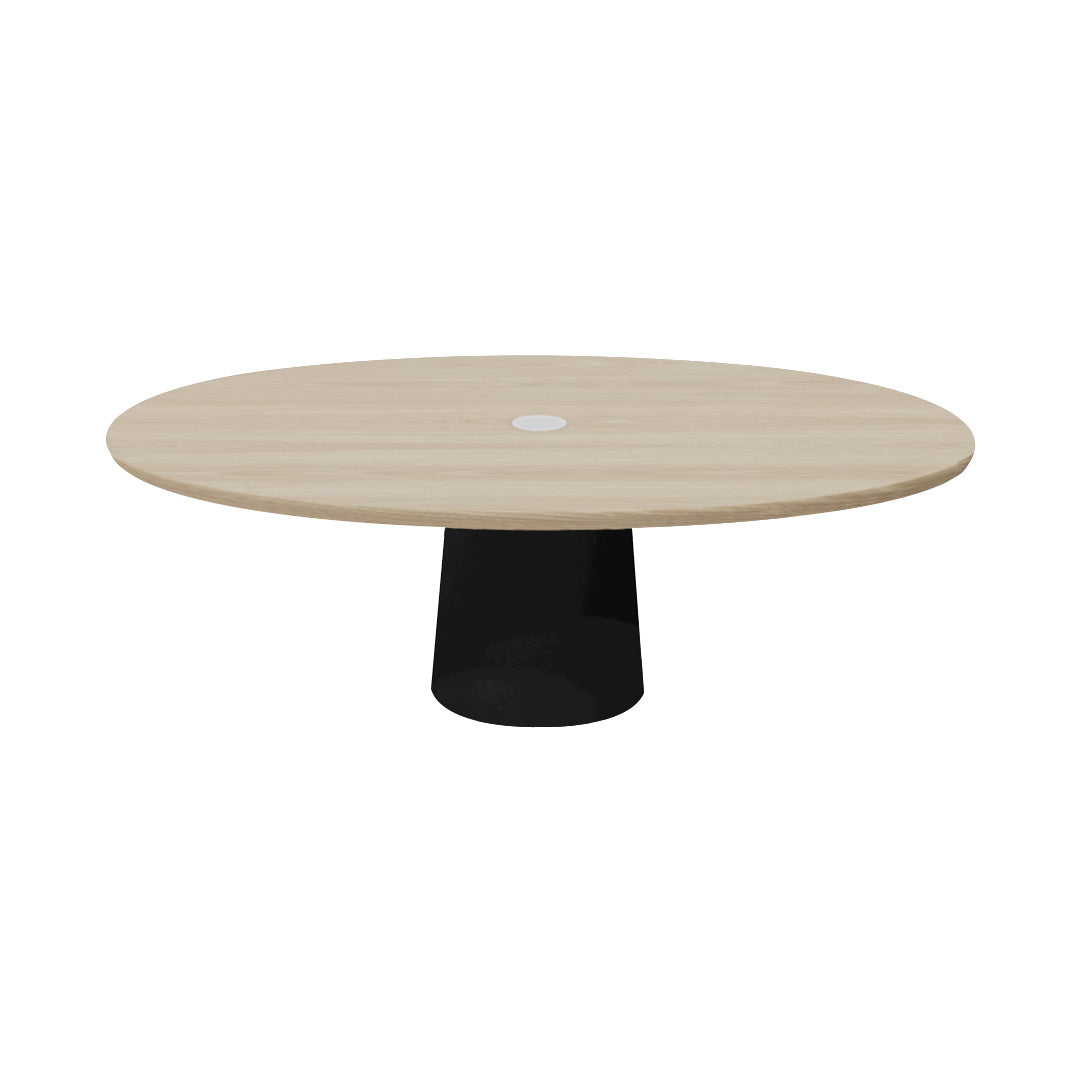 Container Oval Table: Small + White Wash Stained with Hole + Black