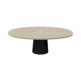 Container Oval Table: Small + White Wash Stained with Hole + Black