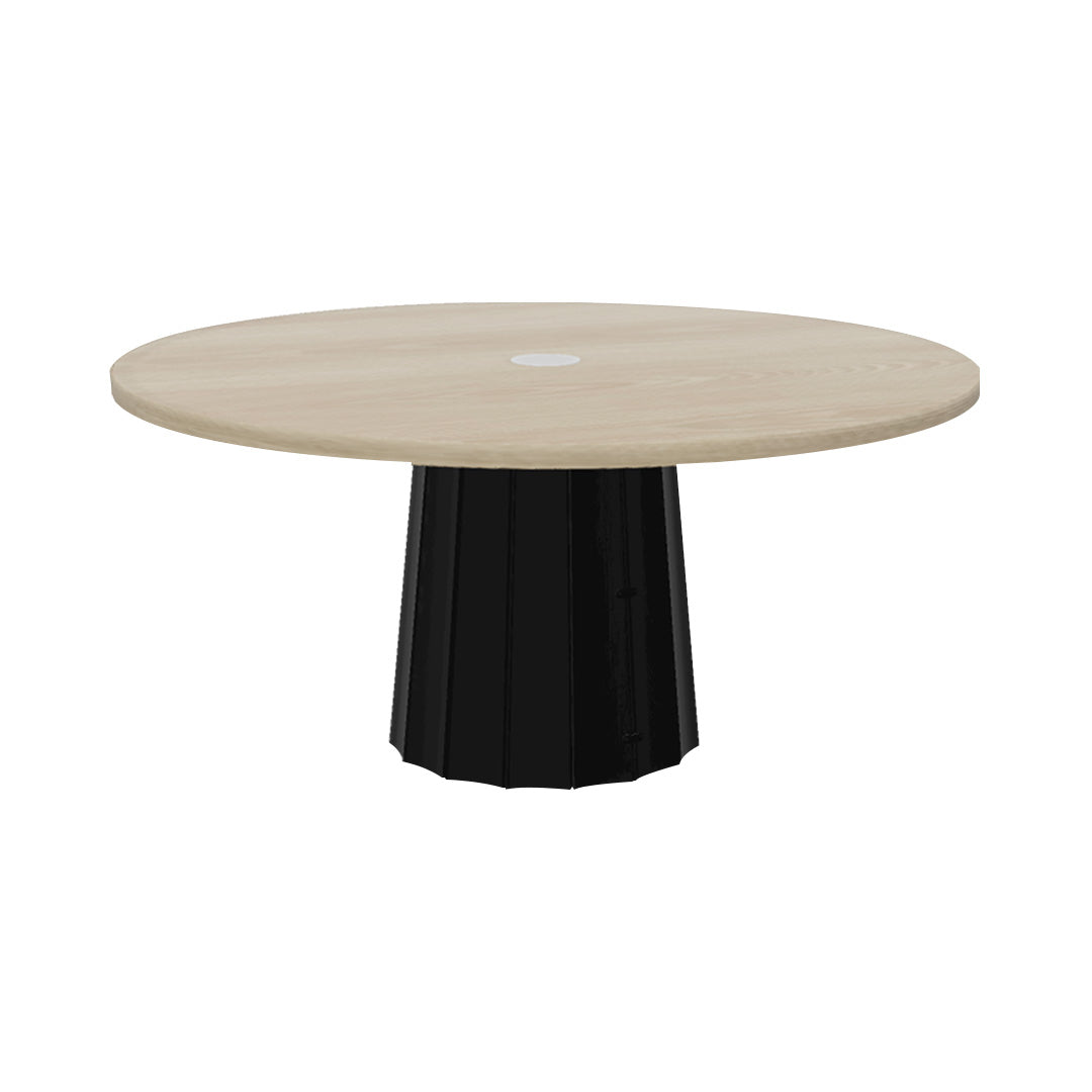 Container Round Table: Extra Large + Bodhi Cover + White Wash Stained with Hole + Black