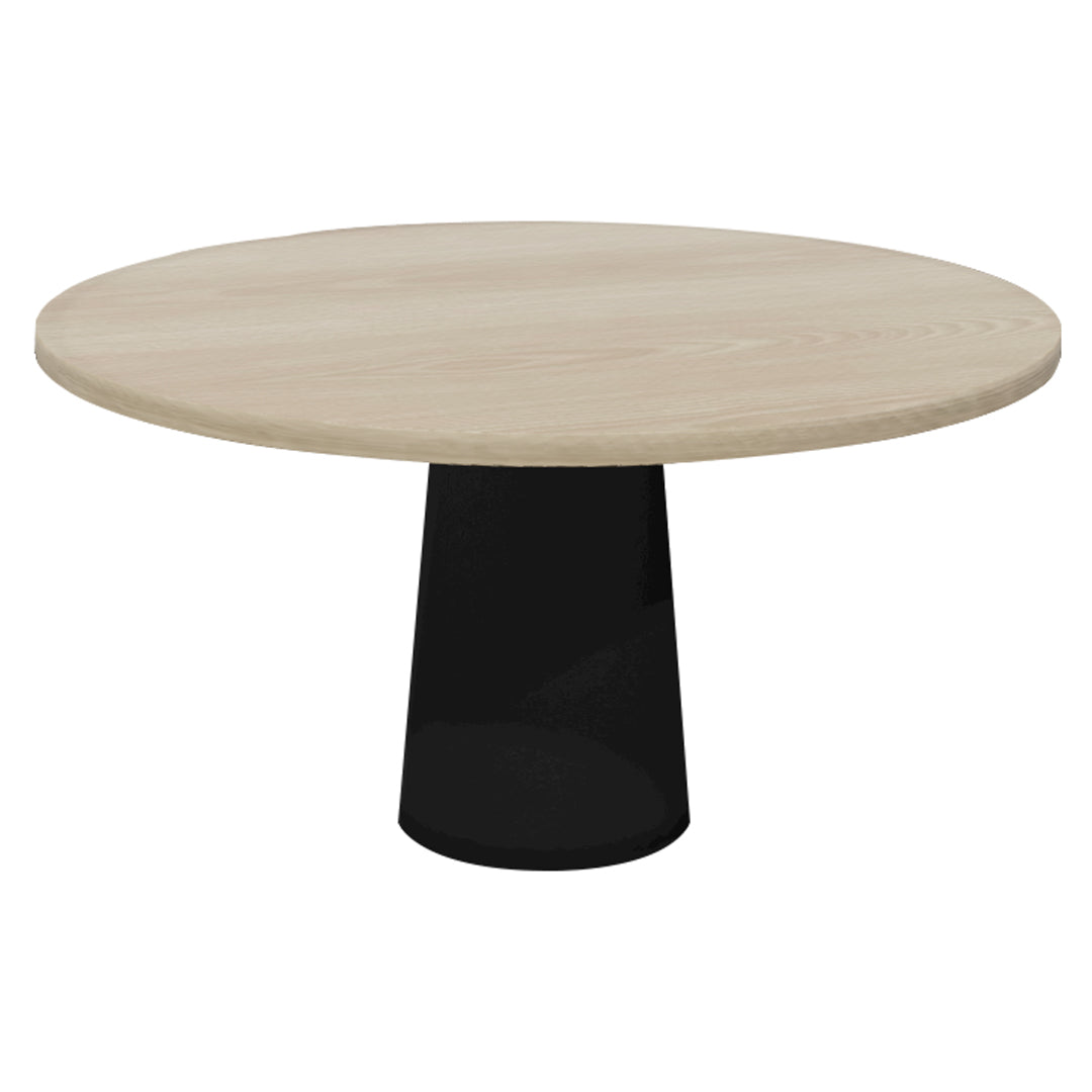 Container Round Table: Large + Cable Feed + White Wash Stained + Black