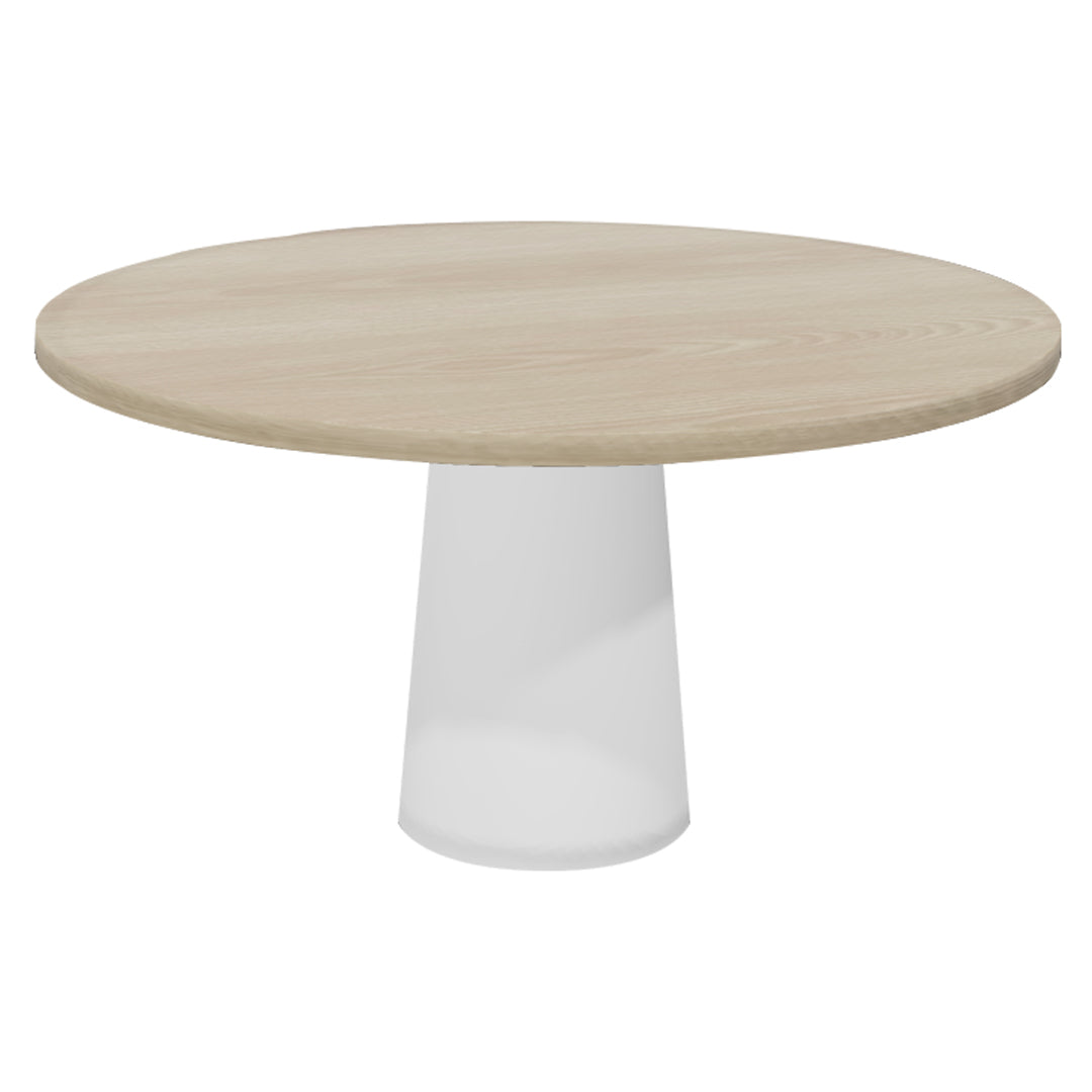 Container Round Table: Large + Cable Feed + White Wash Stained + White
