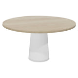 Container Round Table: Large + Cable Feed + White Wash Stained + White