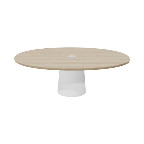 Container Oval Table: Small + White Wash Stained with Hole + White