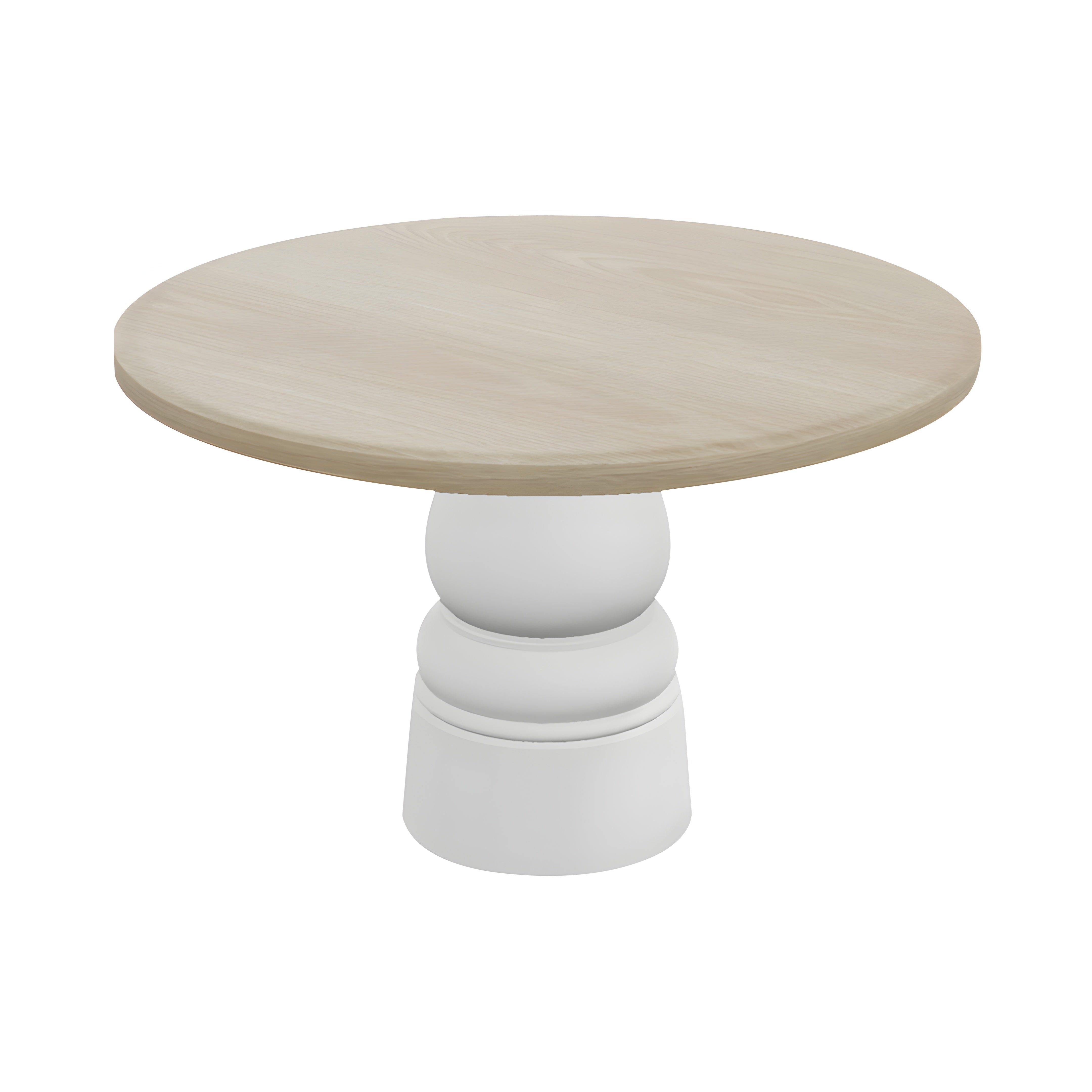 Container Round Table: Large + New Antiques + White Wash Stained + White
