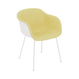 Fiber Armchair: Tube Base Front Upholstered + Recycled Shell + White + Natural White