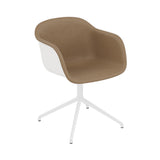 Fiber Armchair: Swivel Base + Front Upholstered + Recycled Shell + White + Natural White