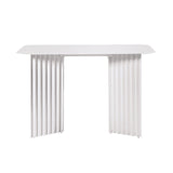 Plec Desk: Steel + Traffic White