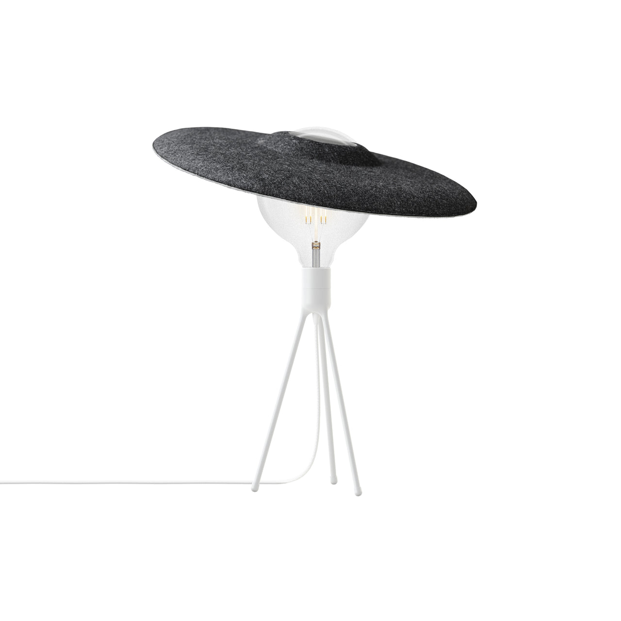 Shade Tripod Table Lamp: Matt White + With Bulb (3 W)