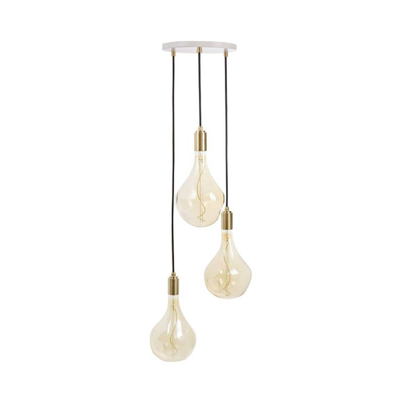 Triple Pendant with Voronoi II: White + Brass
