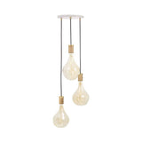 Triple Pendant with Voronoi II: White + Oak + Brass