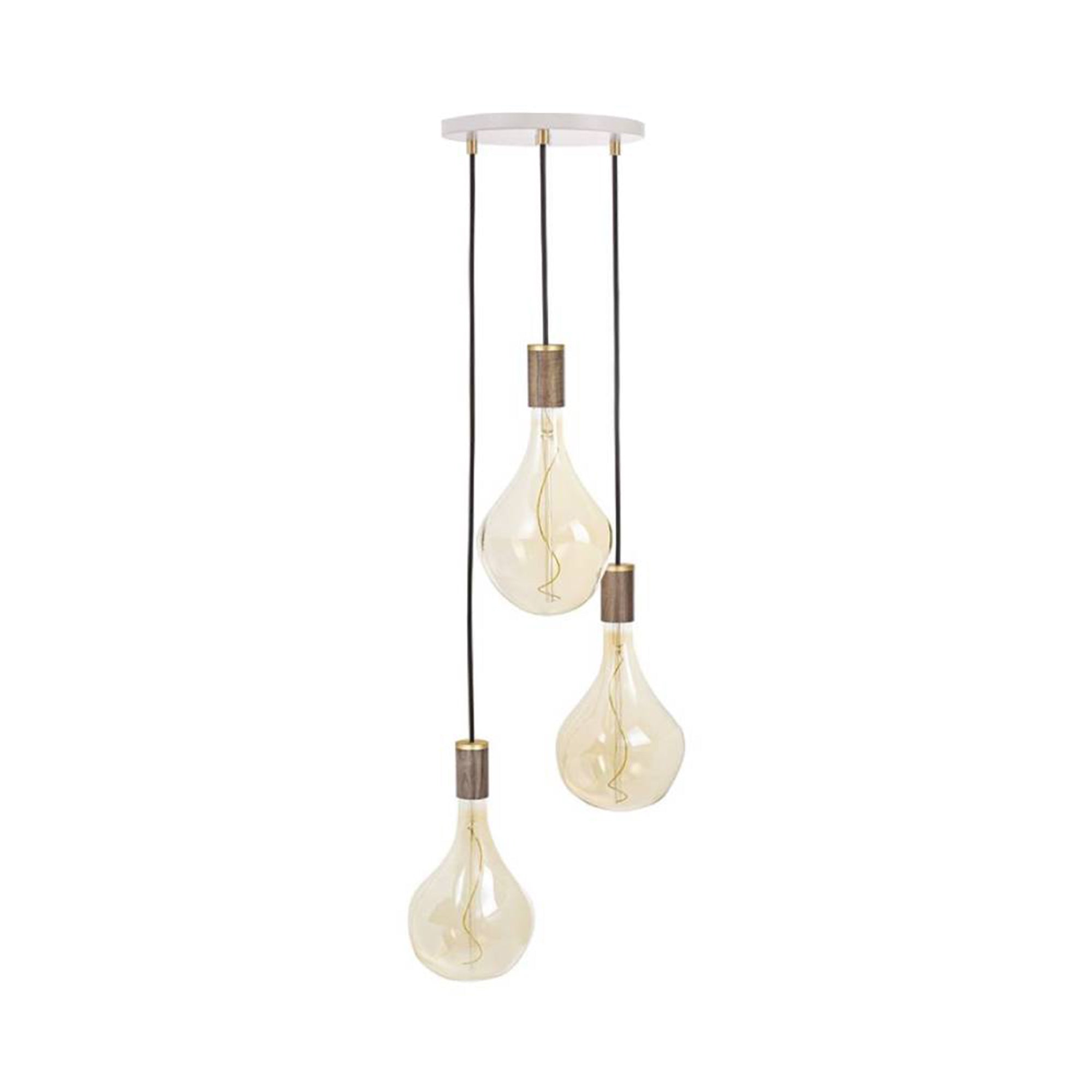 Triple Pendant with Voronoi II: White + Walnut + Brass