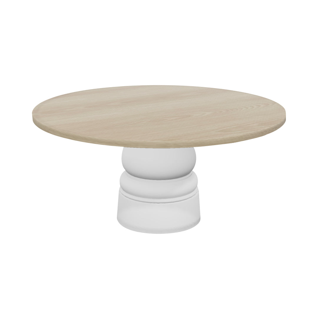 Container Round Table: Extra Large + New Antiques + White Wash Stained + White