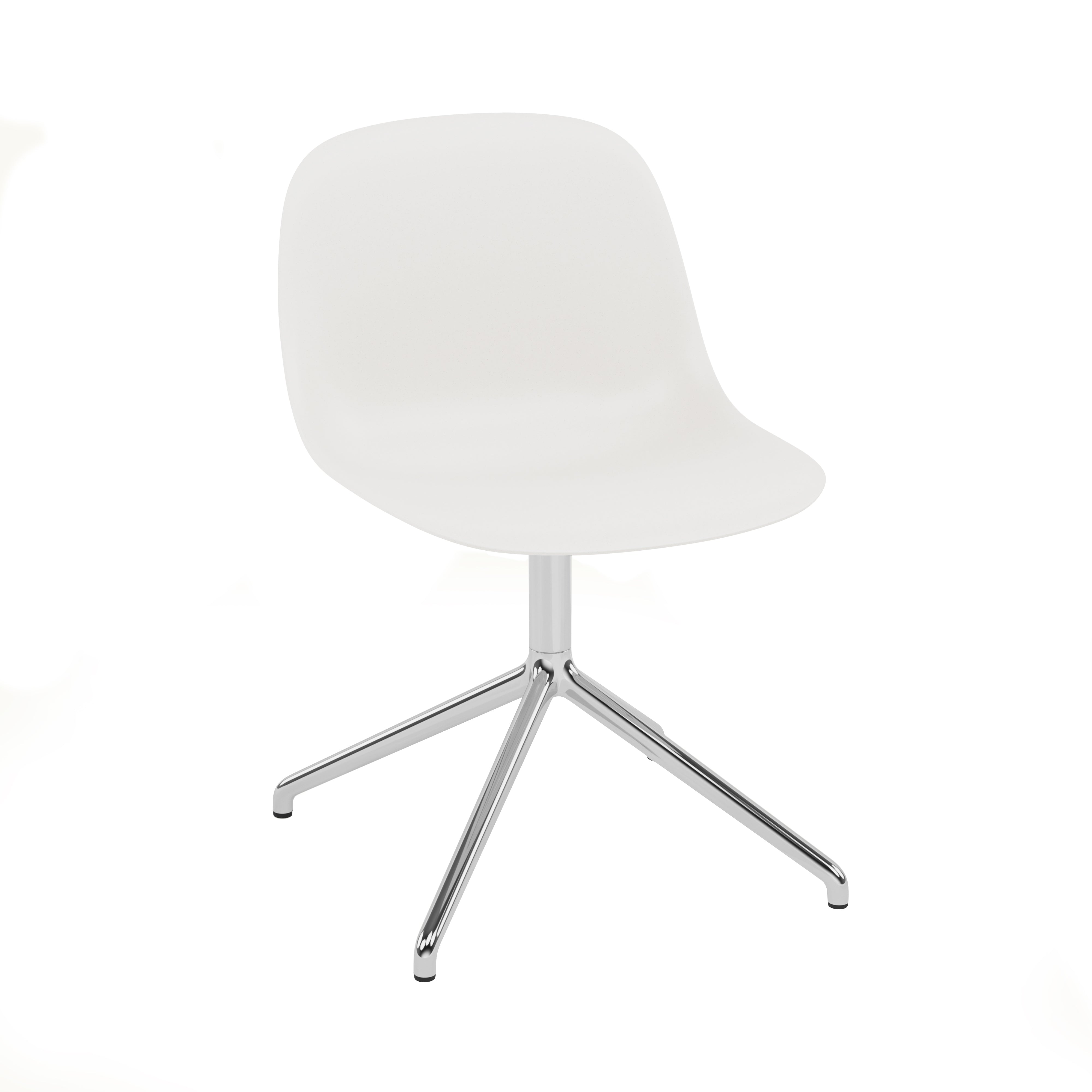 Fiber Side Chair: Swivel Base with Return + Recycled Shell + Polished Aluminum + Natural White