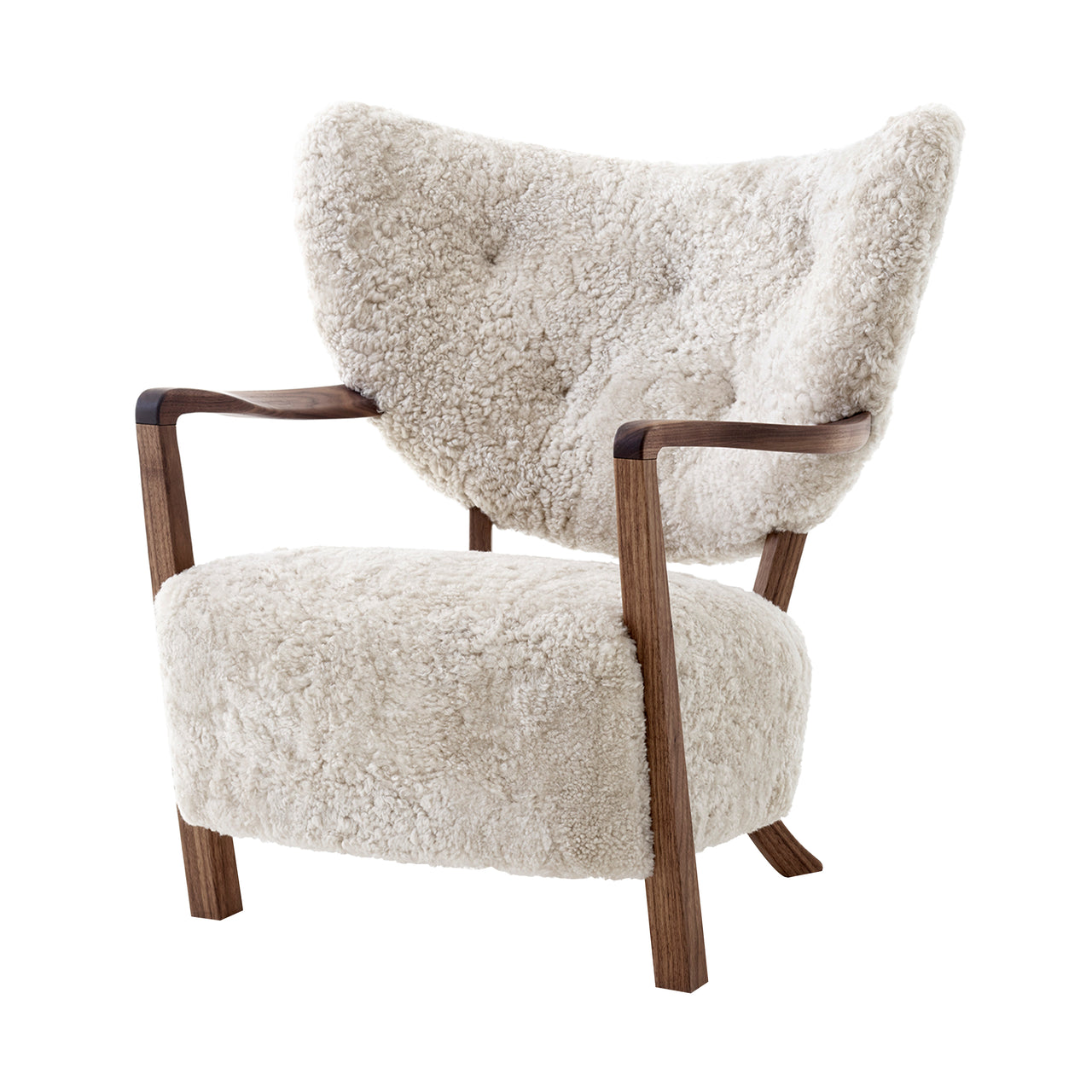 Wulff Lounge Chair: ATD2 + Oiled Walnut + Sheepskin Moonlight