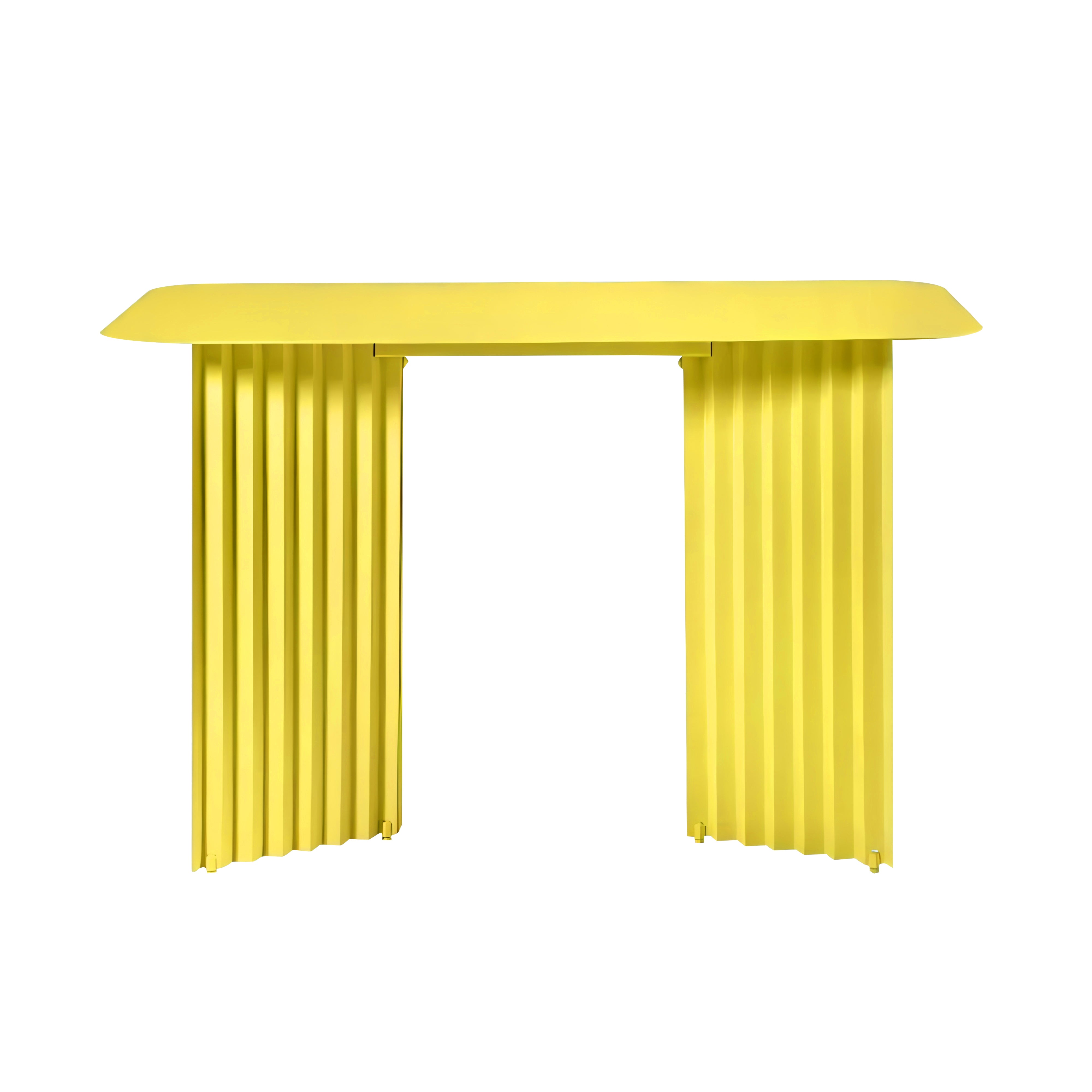 Plec Desk: Steel + Sulfur Yellow