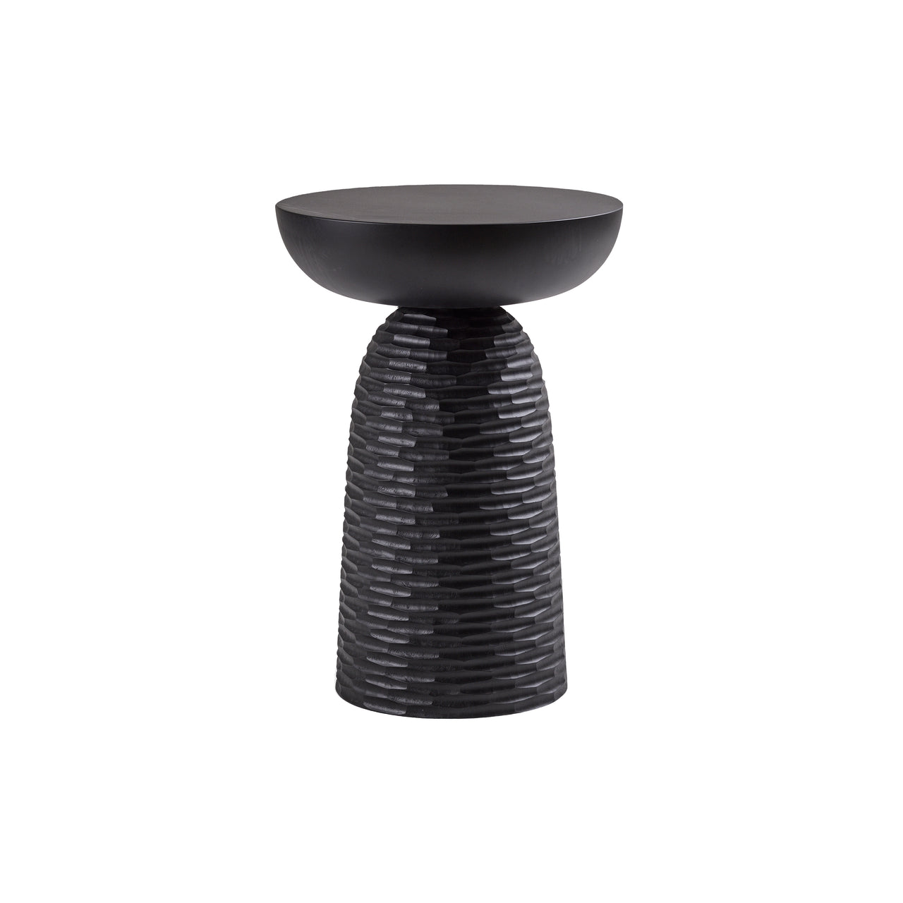 Nera Stool: Full Base Carved + Cuts + Black Maple