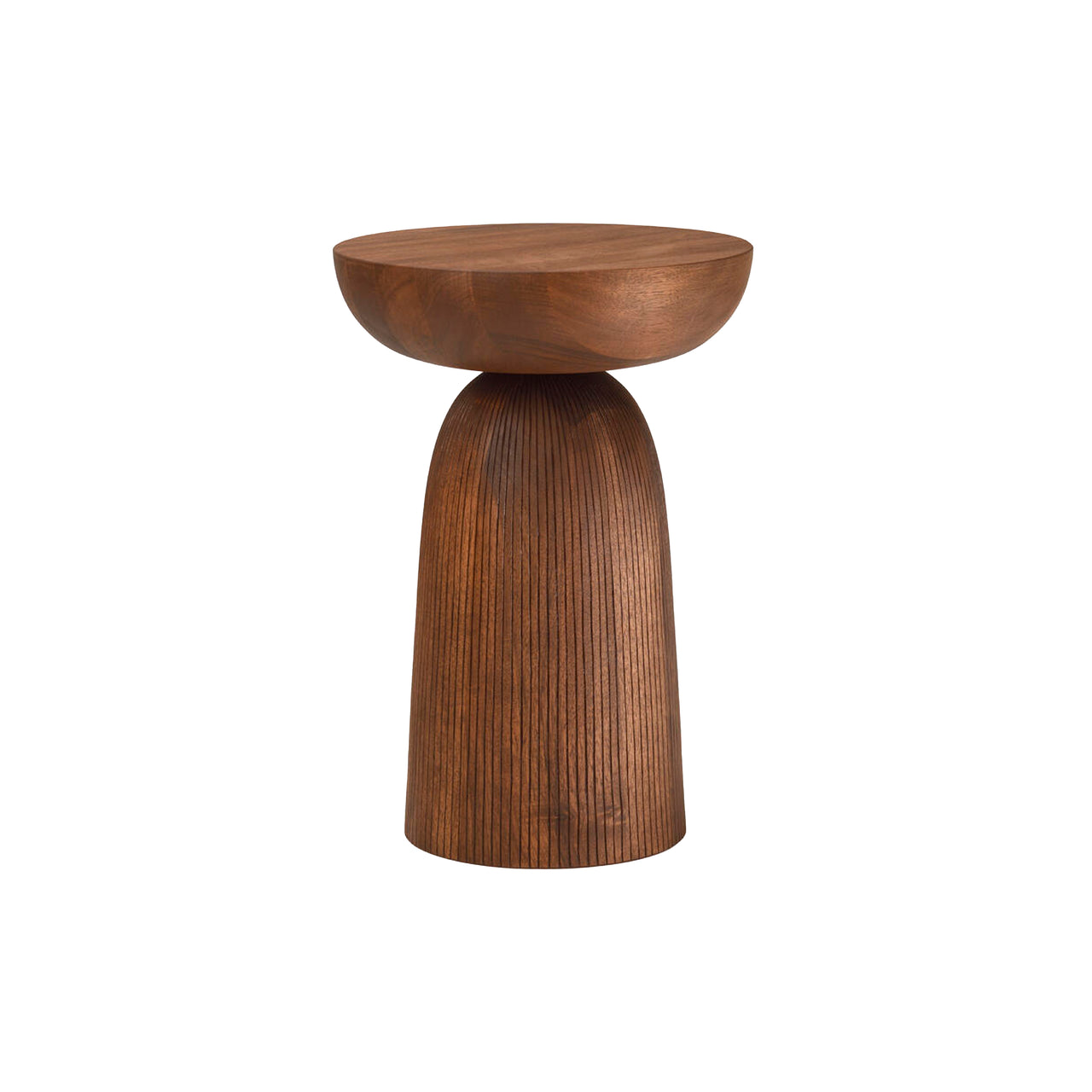 Nera Stool: Full Base Carved + Lines + Oiled Walnut