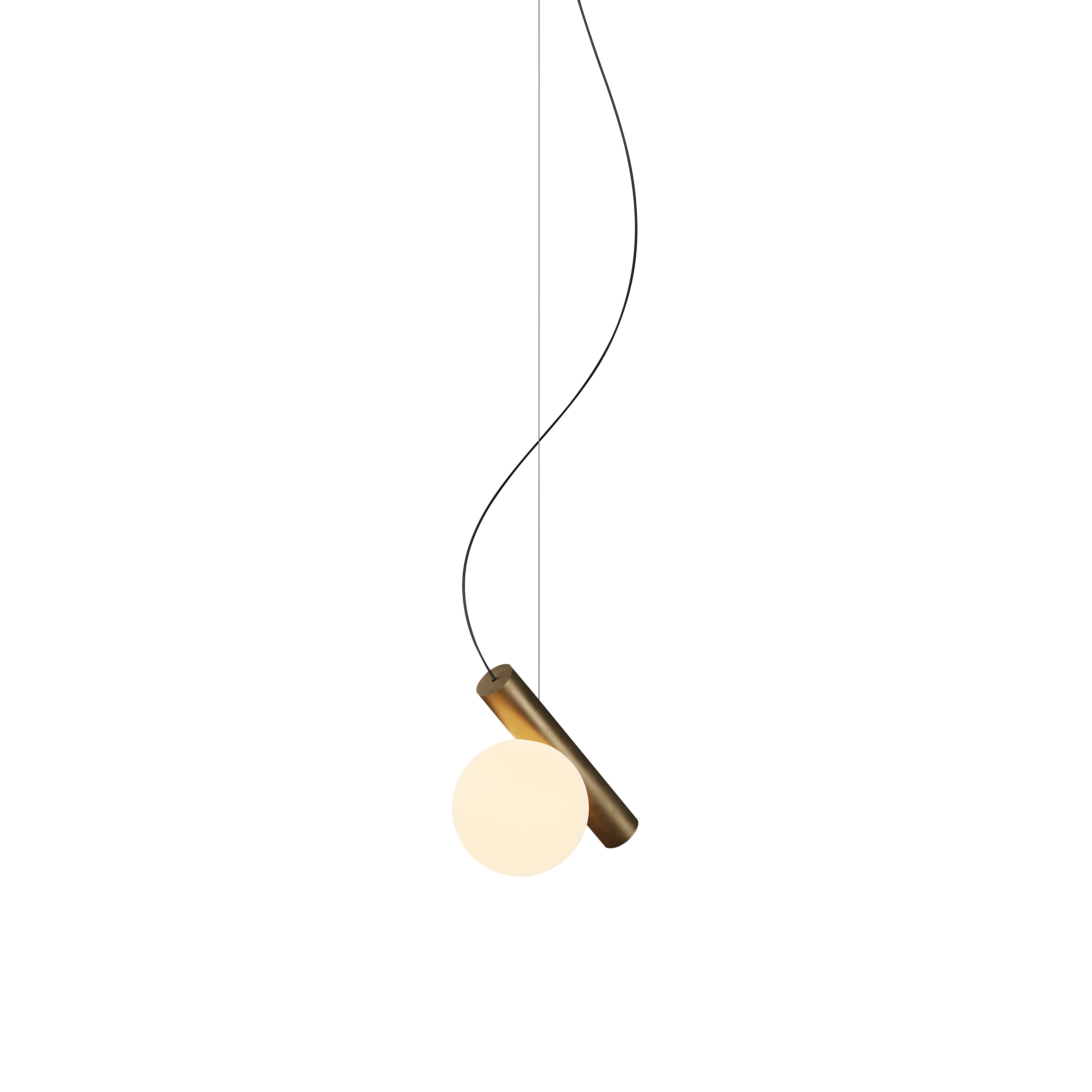 Node. Single Pendant: Brushed Antique Brass