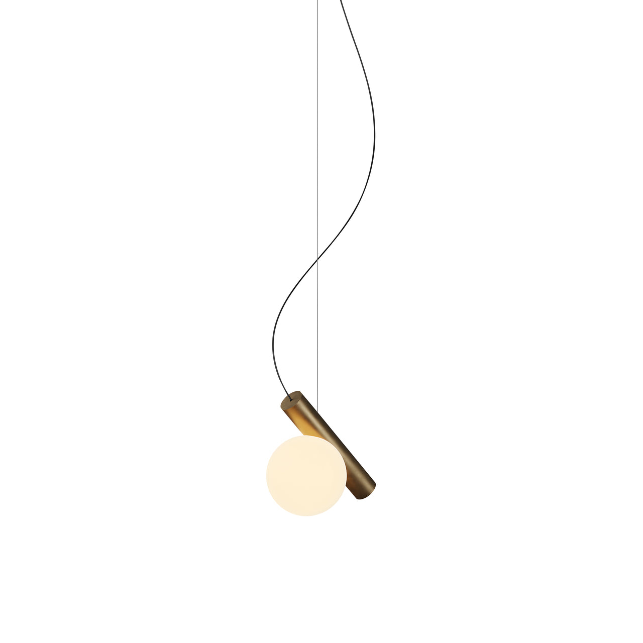 Node. Single Pendant: Brushed Antique Brass