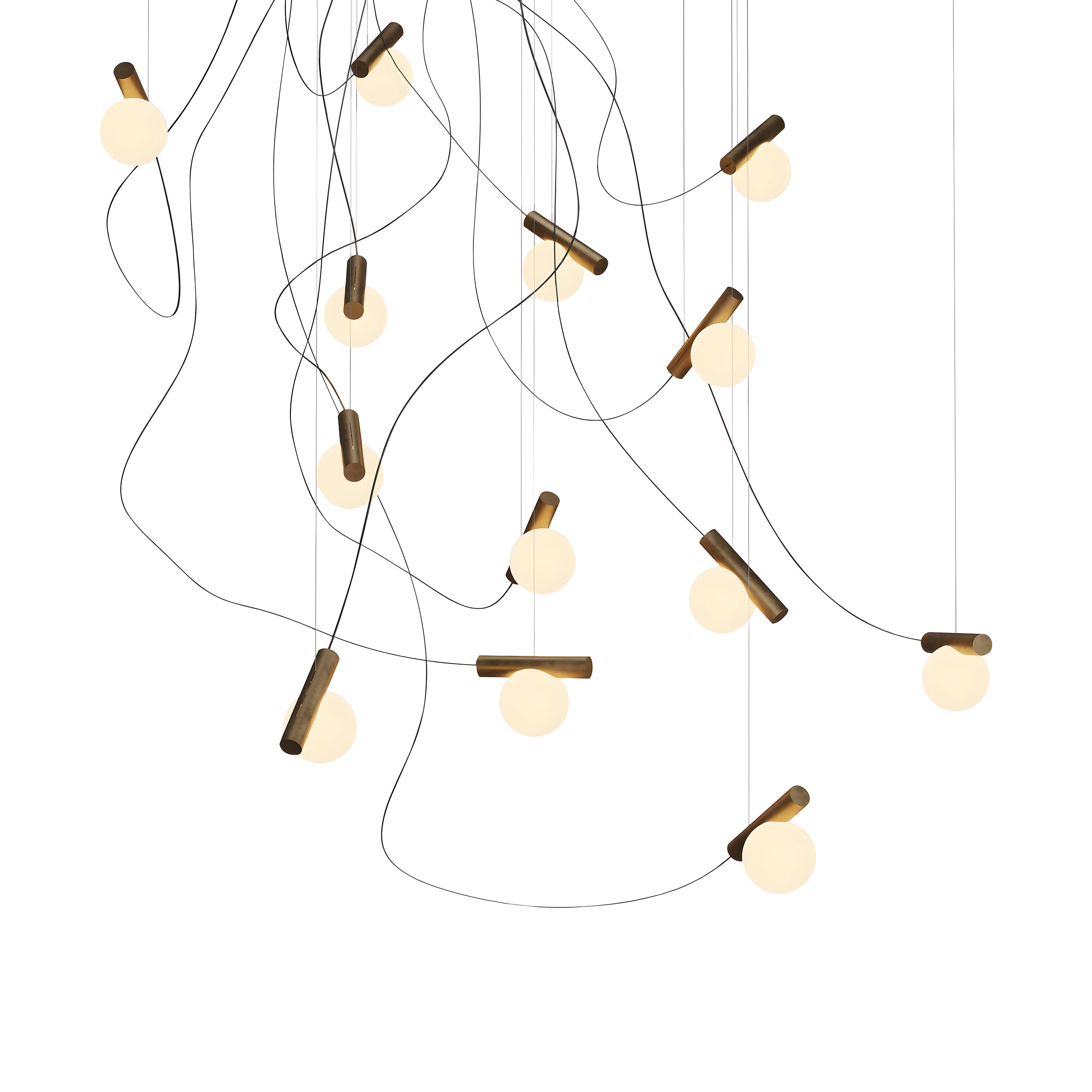 Node. 13 Chandelier: Brushed Antique Brass