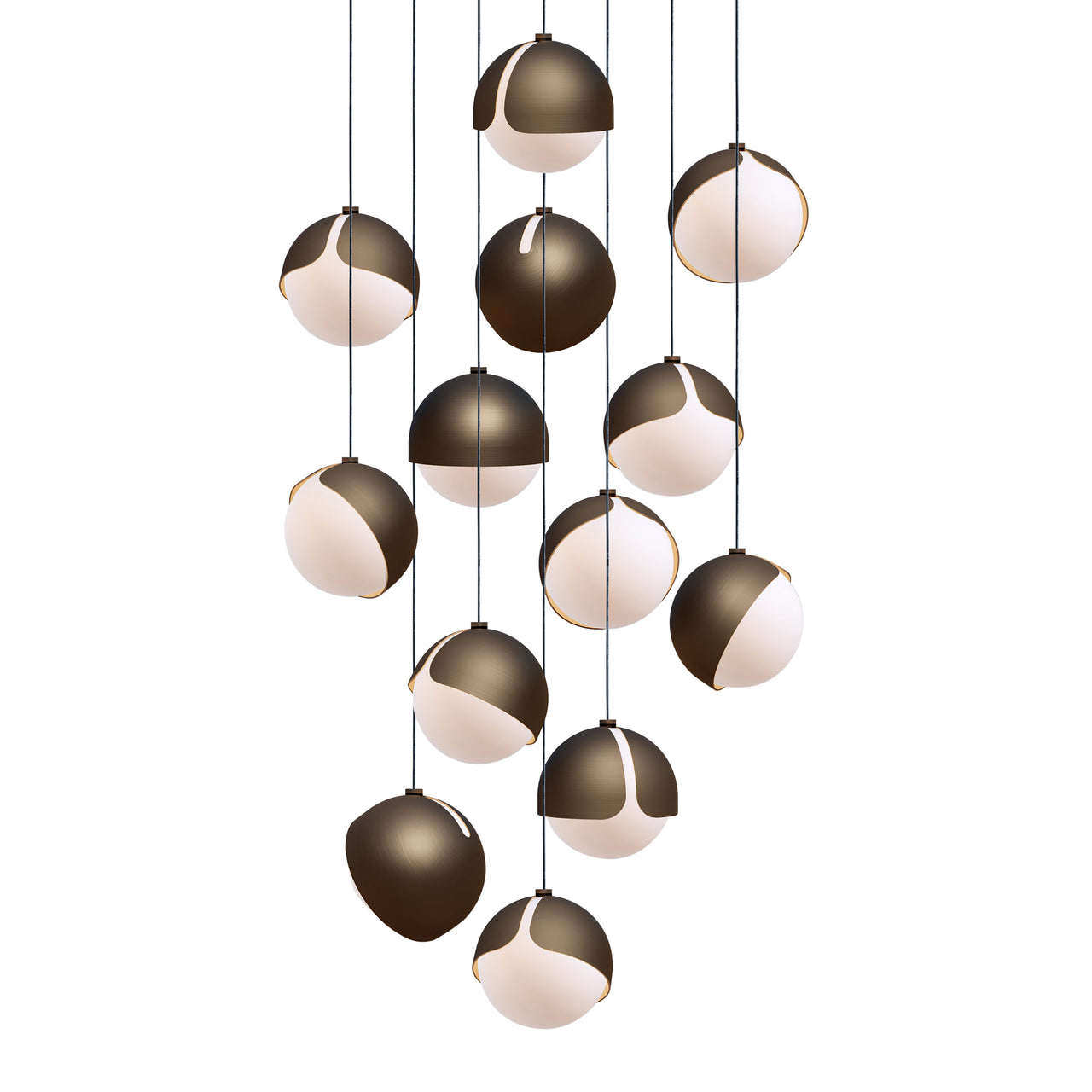 Ohm. 13 Chandelier: Brushed Bronze + Black
