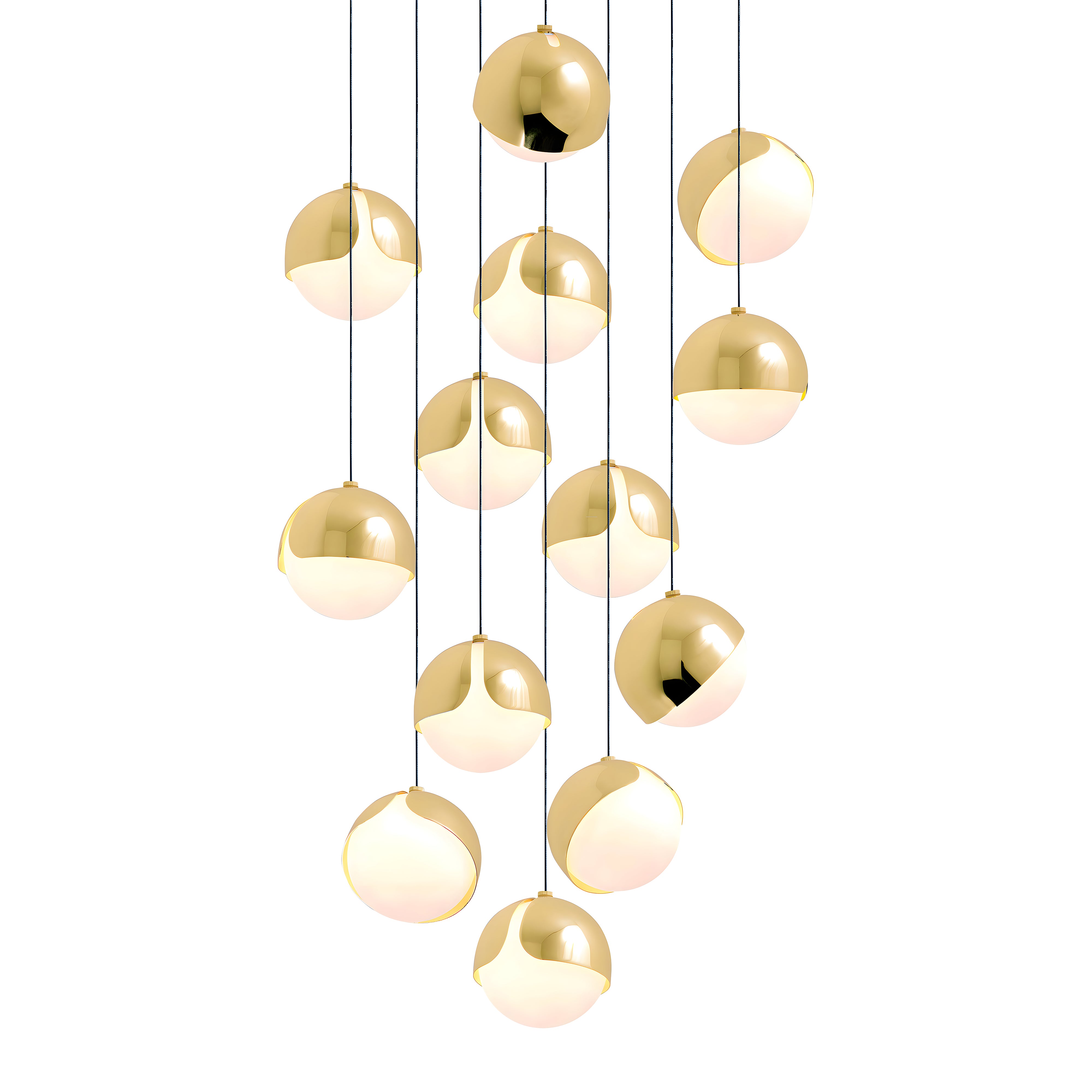 Ohm. 13 Chandelier: Polished Brass