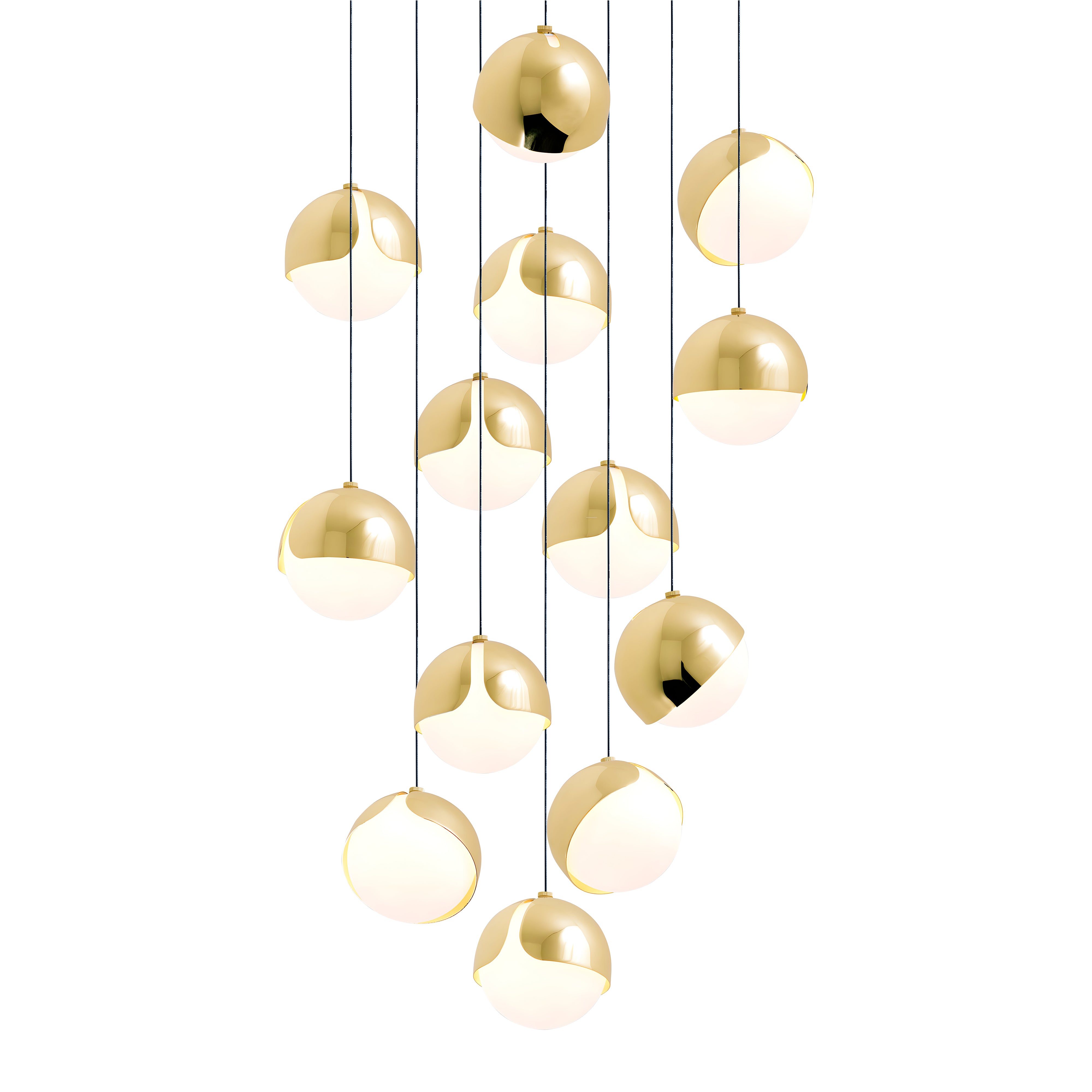 Ohm. 13 Chandelier: Polished Brass + Black