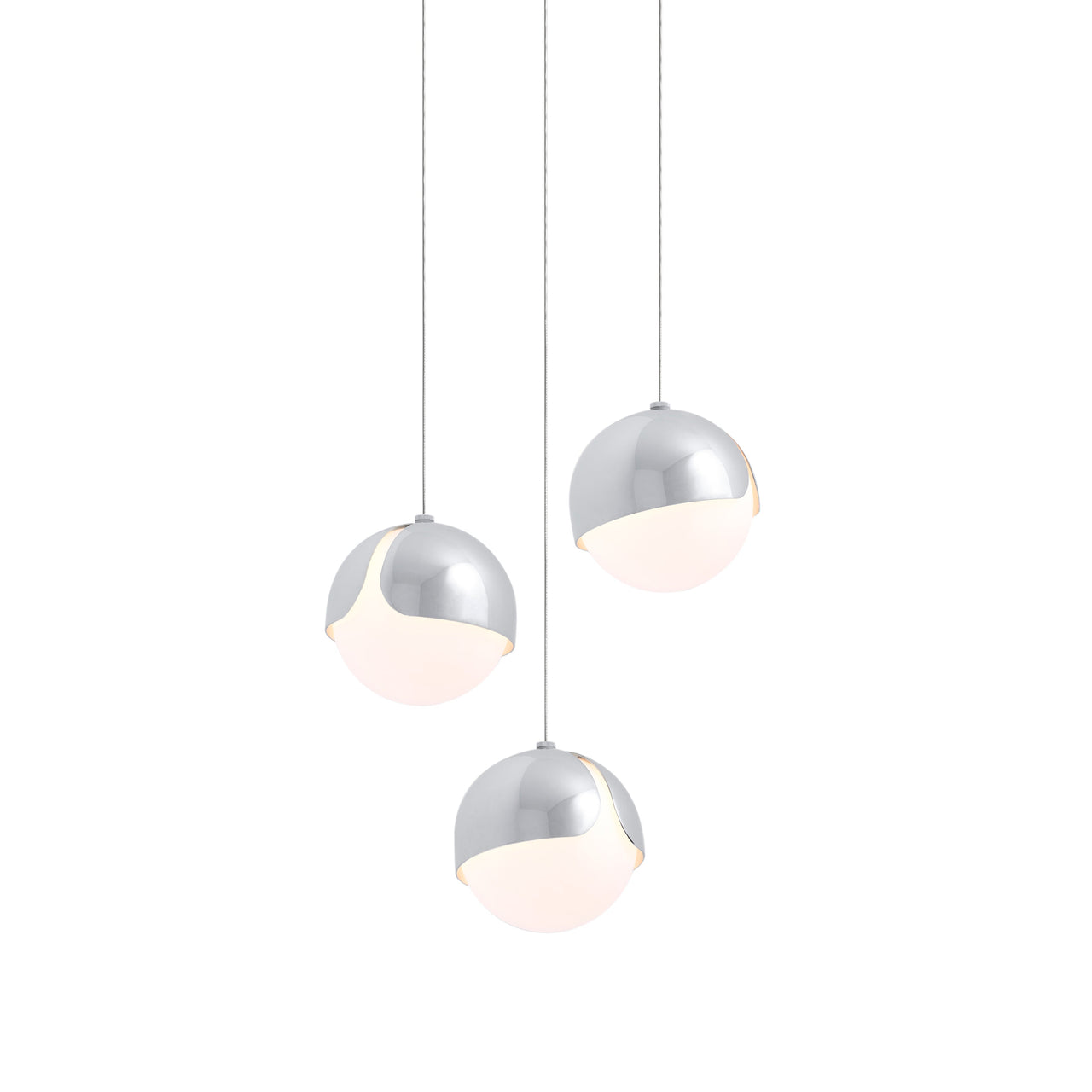 Ohm. 03 Chandelier: Polished Chrome + White