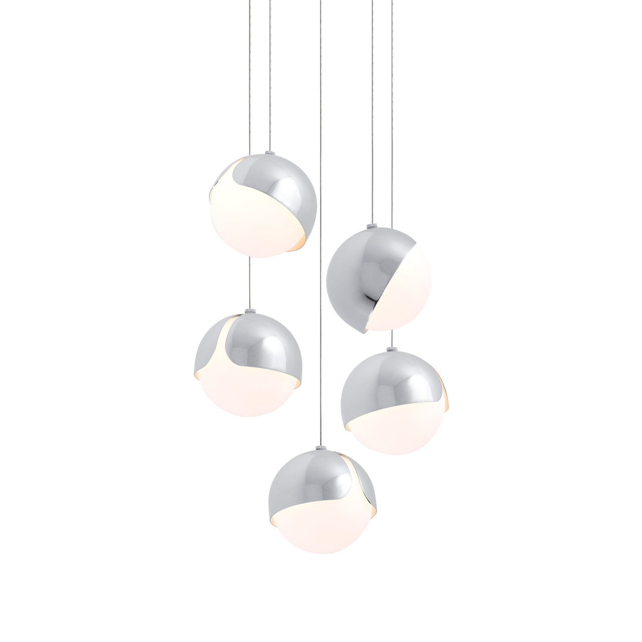 Ohm. 05 Chandelier: Polished Chrome + White