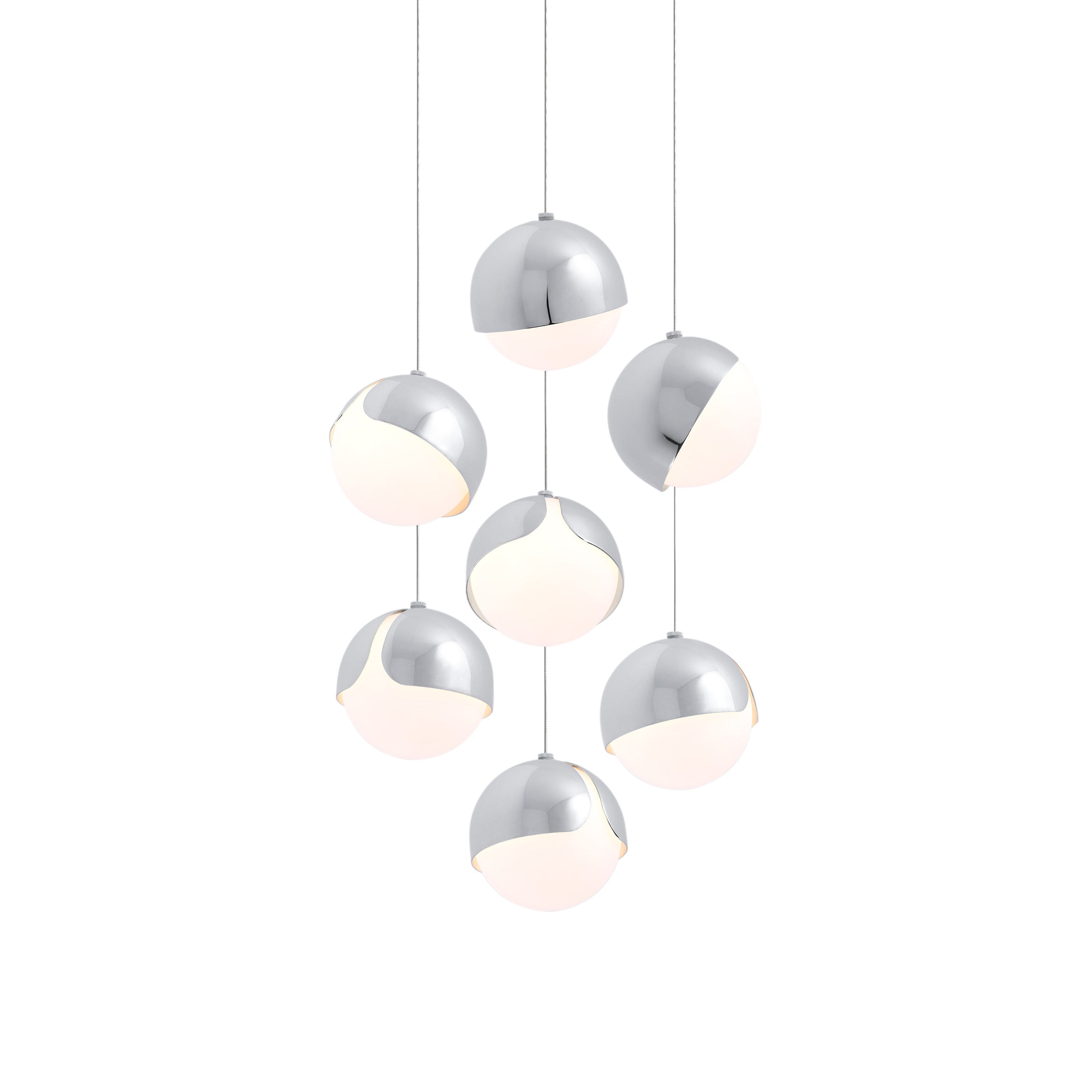 Ohm. 07 Chandelier: Polished Chrome + White