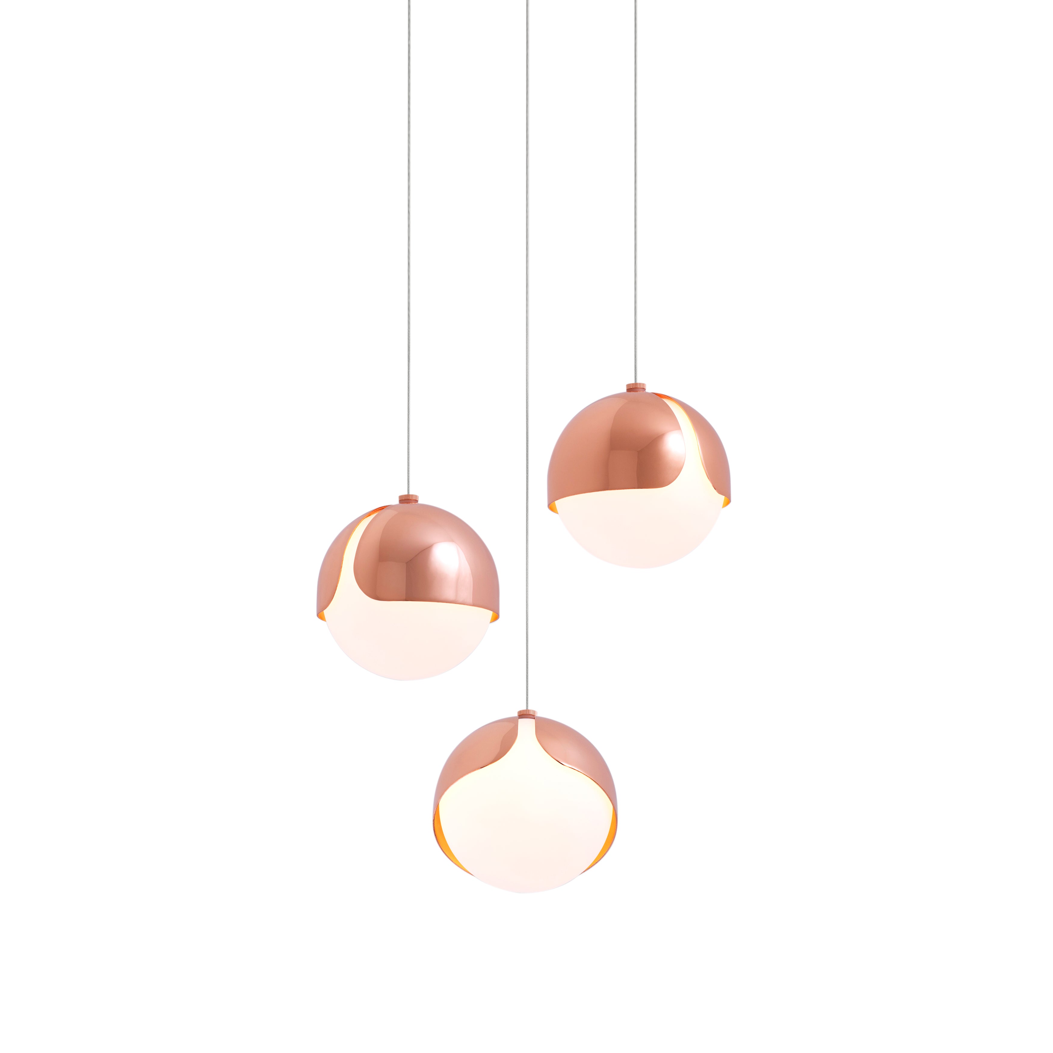 Ohm. 03 Chandelier: Polished Copper + White