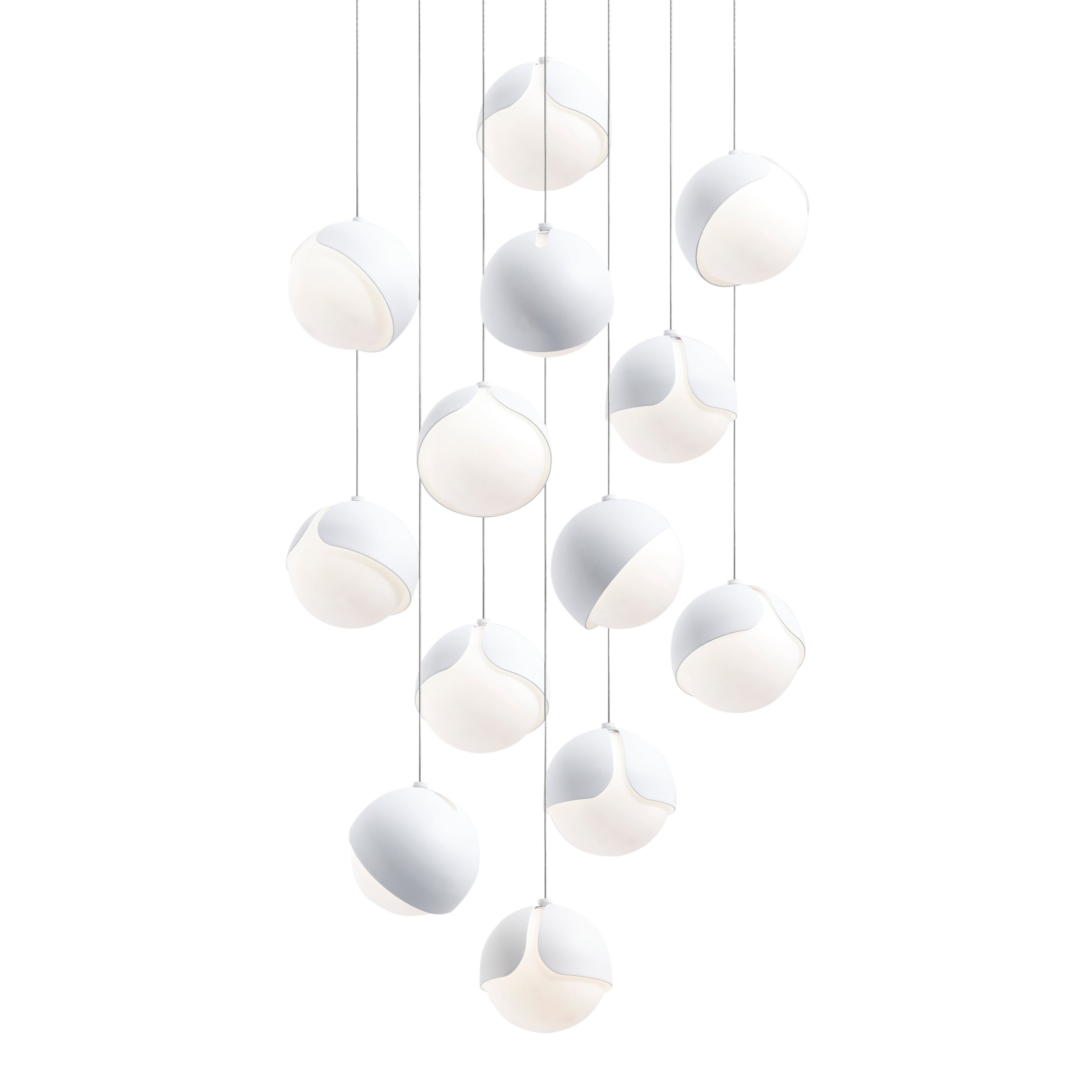 Ohm. 13 Chandelier: Sandtex White + White
