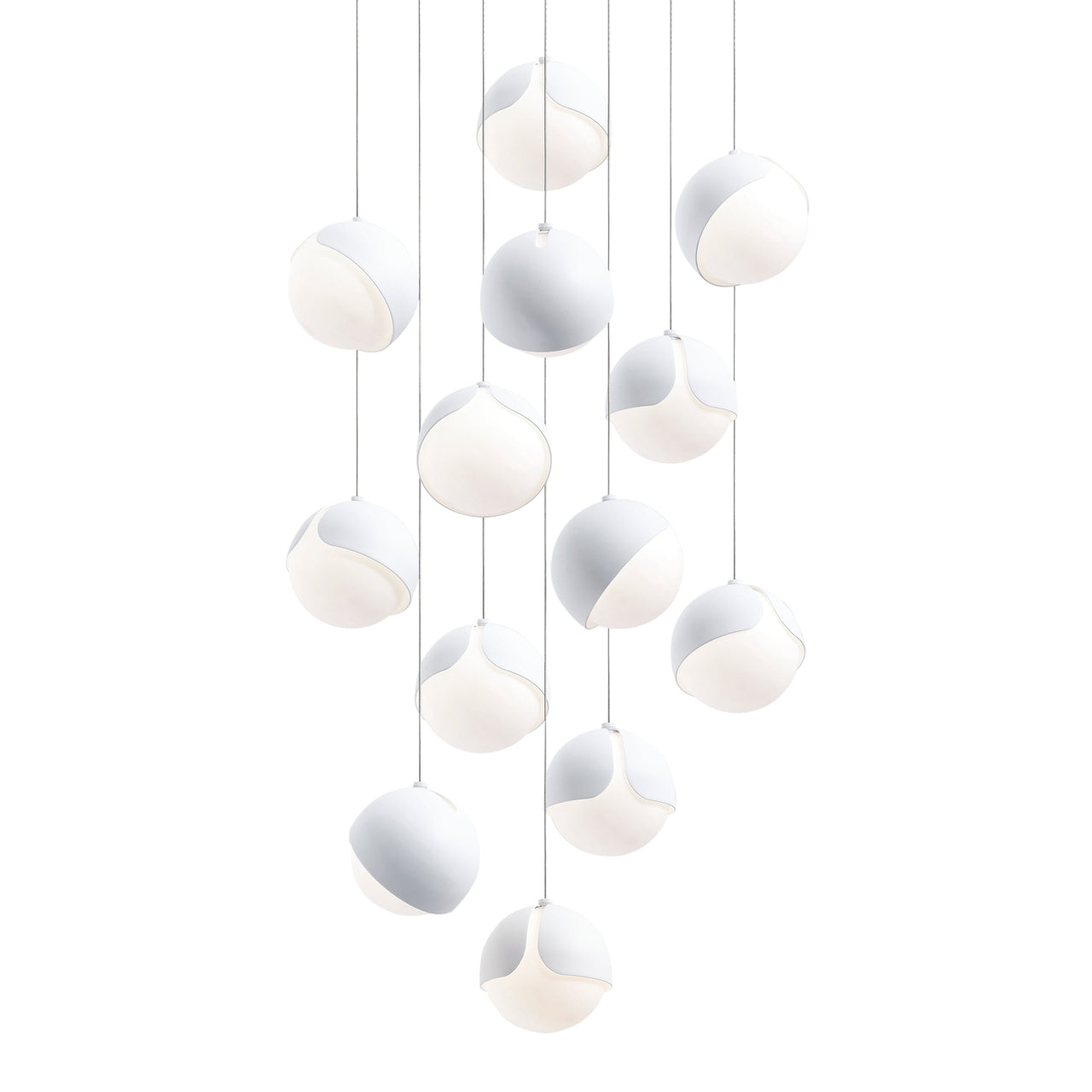 Ohm. 13 Chandelier: Sandtex White + White