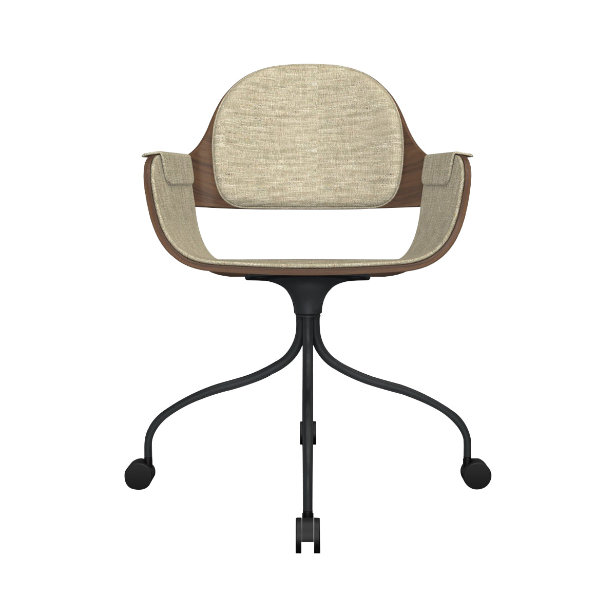 Showtime Nude Chair with Wheel: Interior Seat + Armrest + Backrest Cushion + Walnut + Anthracite Grey