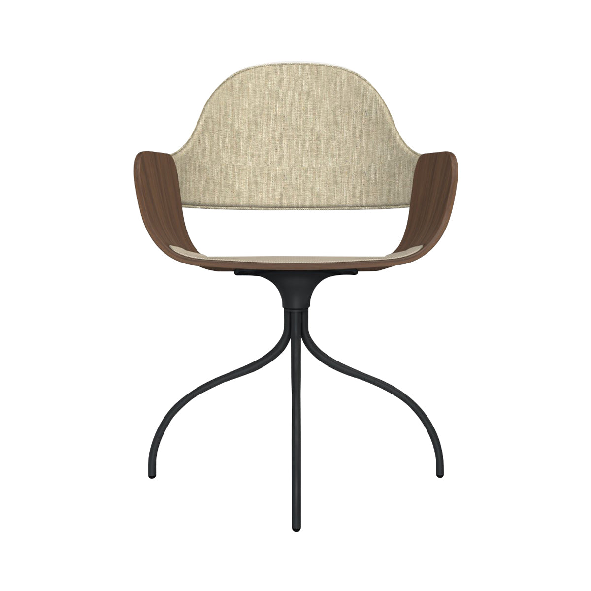 Showtime Nude Chair with Swivel Base: Seat + Backrest Upholstered + Walnut + Anthracite Grey