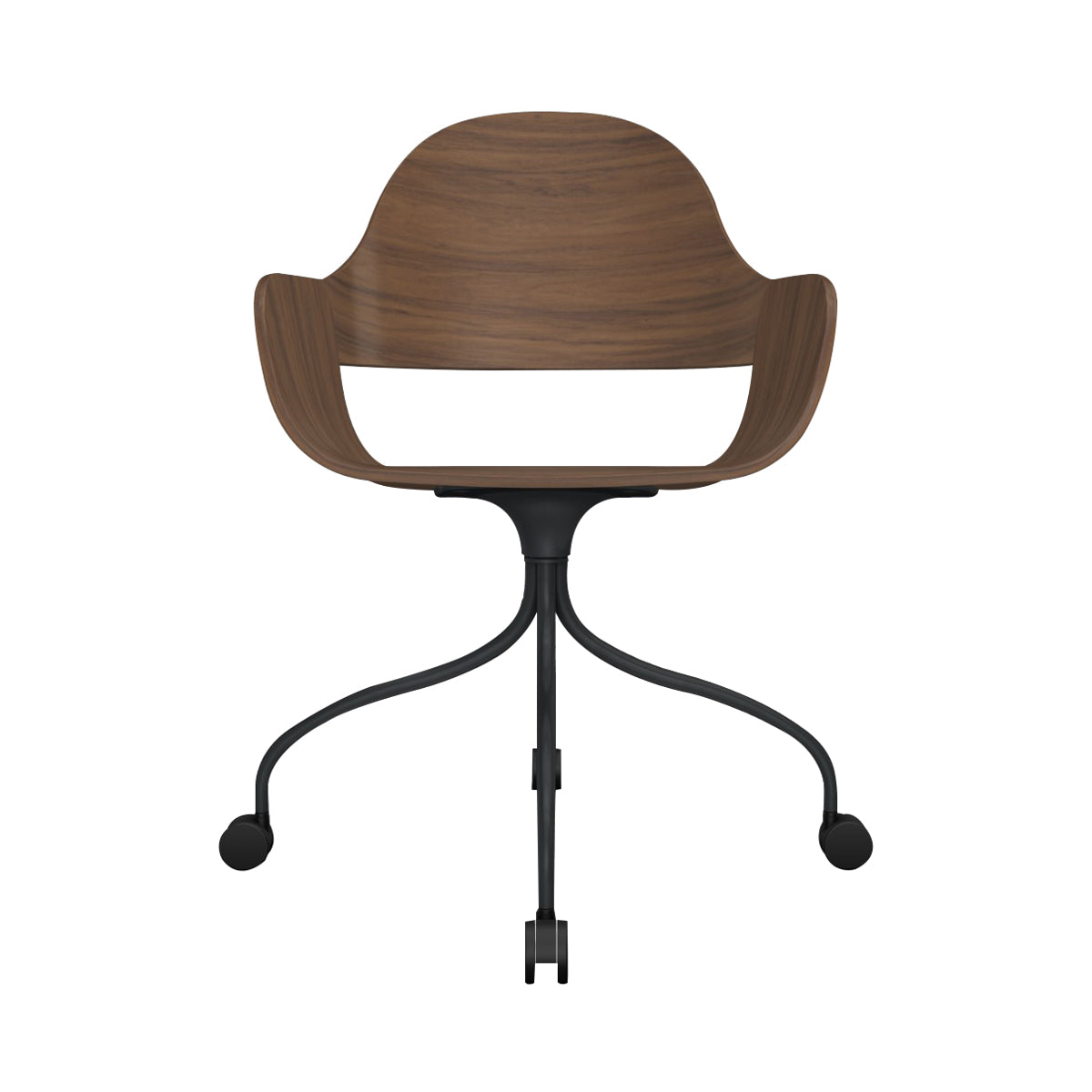 Showtime Nude Chair with Wheel: Walnut Nature Effect + Anthracite Grey