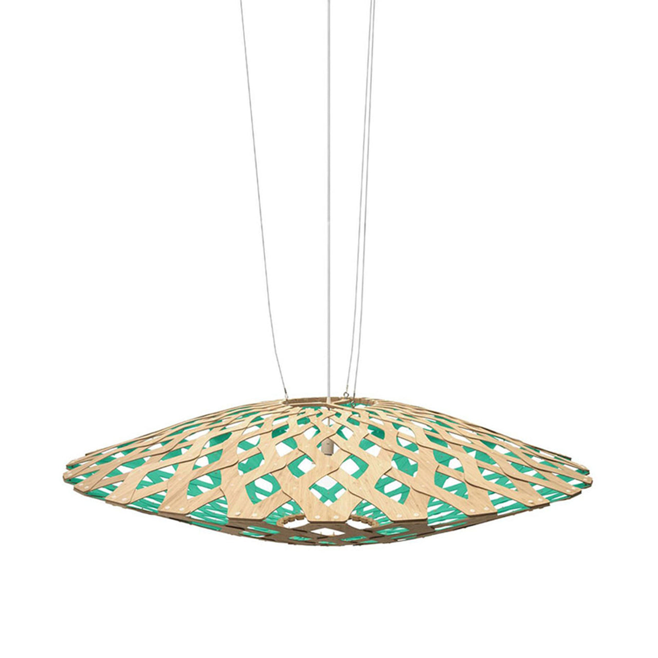 Flax Pendant Light: Large + Bamboo + Aqua + White