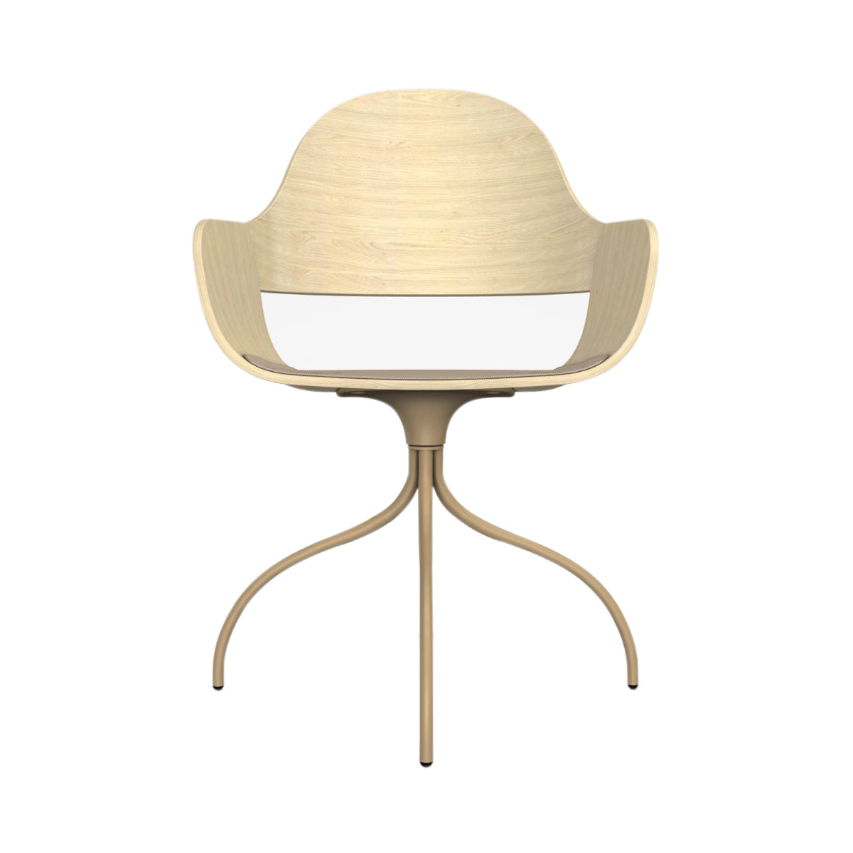 Showtime Nude Chair with Swivel Base: Seat Upholstered + Natural Ash + Beige