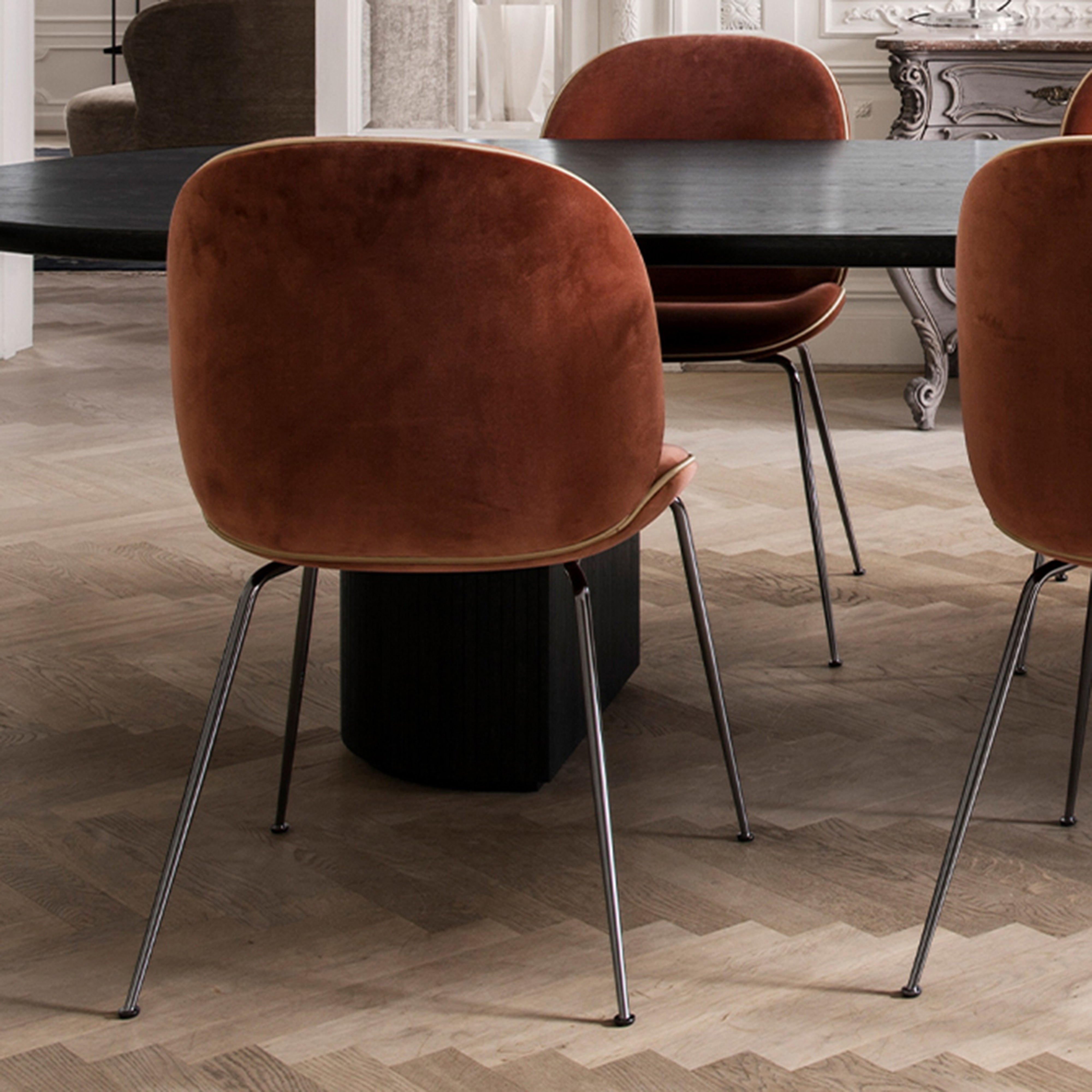 Beetle Dining Chair: Conic Base + Full Upholstery