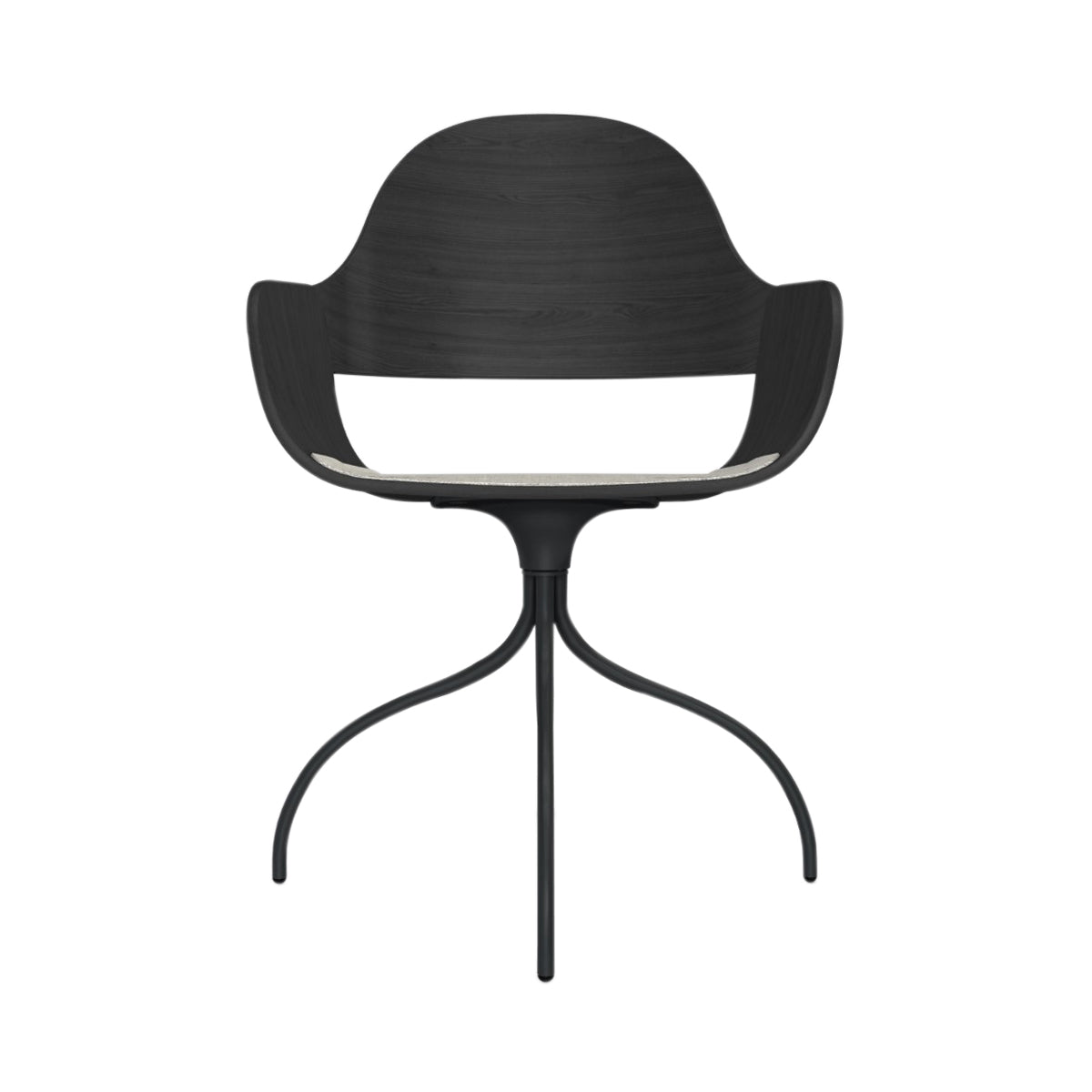 Showtime Nude Chair with Swivel Base: Seat Upholstered + Ash Stained Black + Anthracite Grey