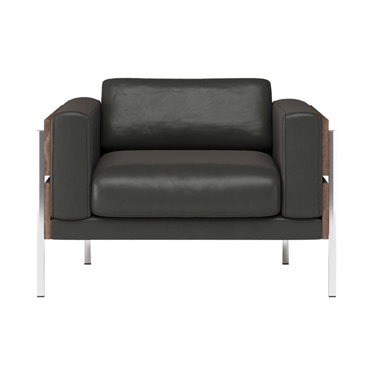 Forum Armchair: Walnut + Black Leather